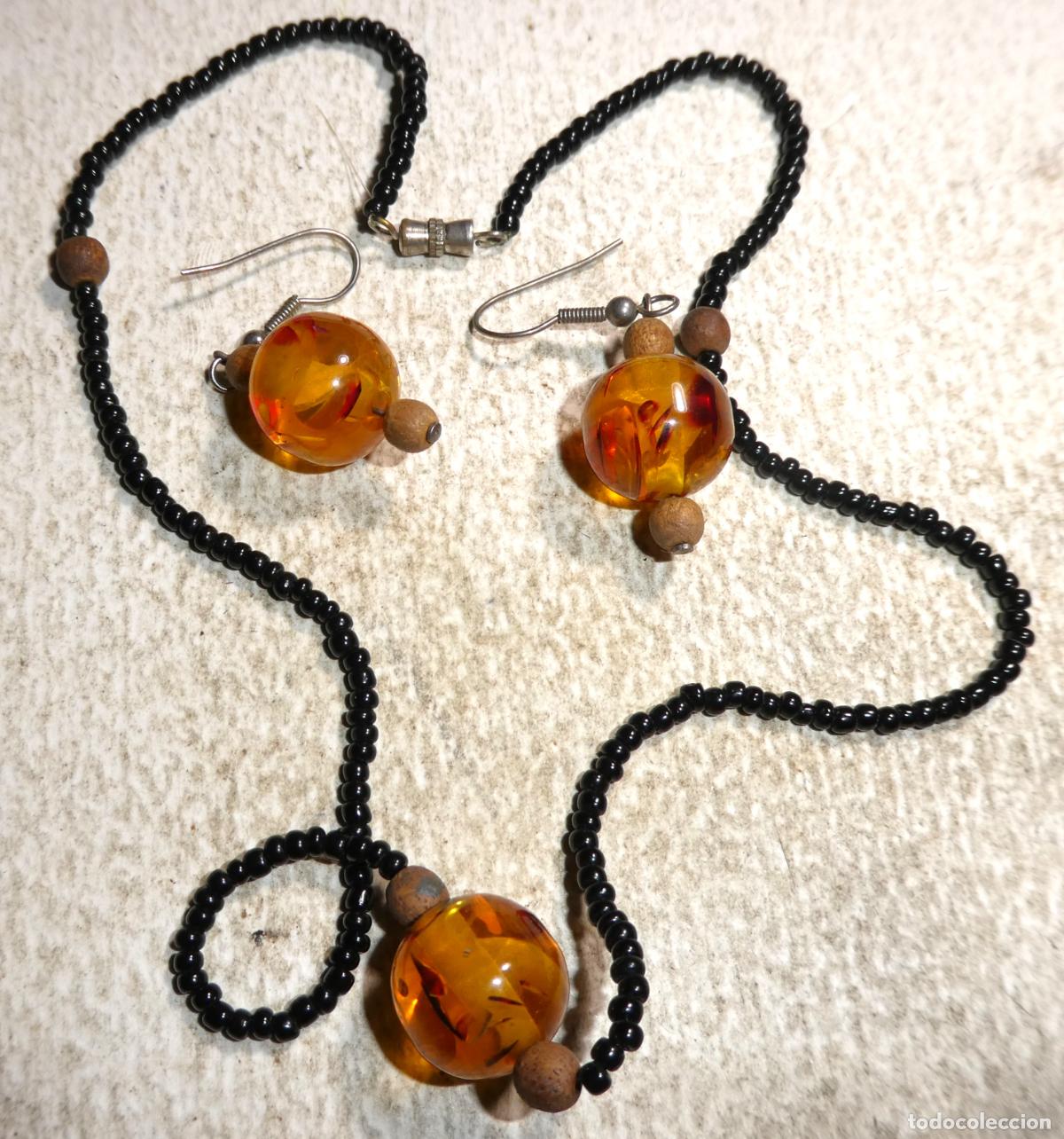 Joyeria: conjunto de collar y pendientes imitaci&oacute;n &aacute;mbar - Foto 1