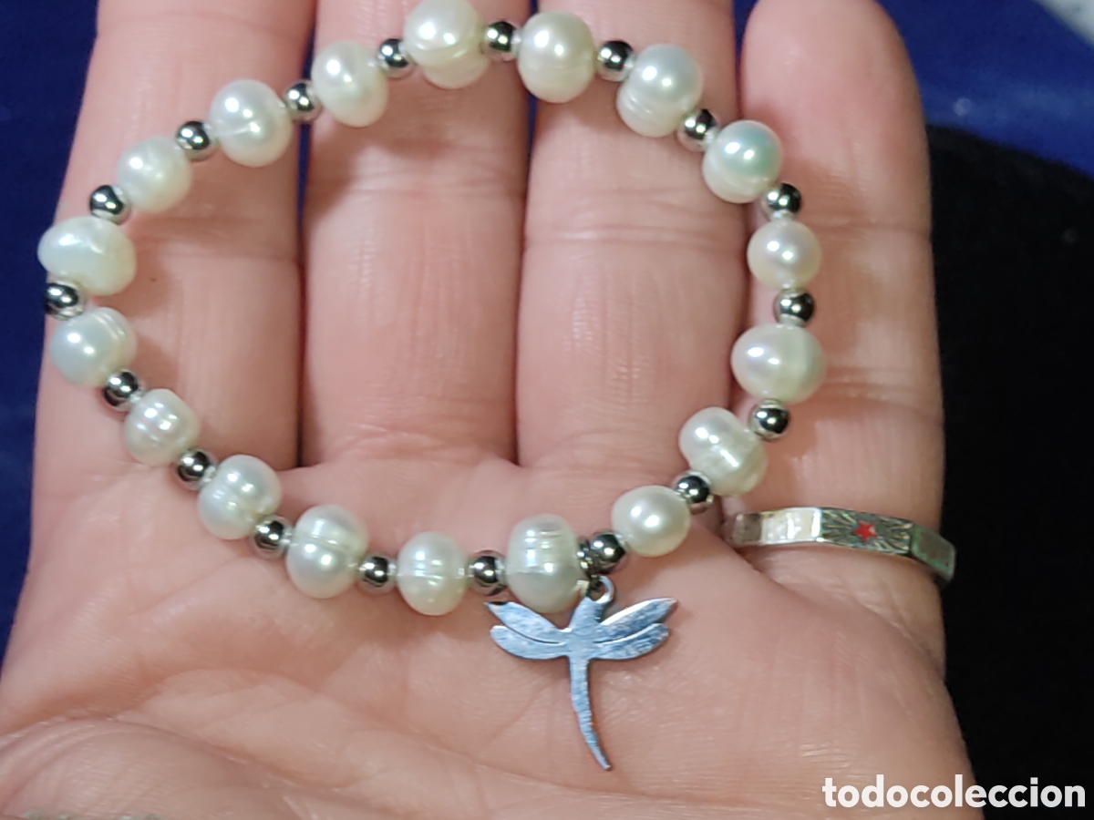 Joyeria: Pulsera de perlas barrocas colgante de lib&eacute;lula & Dragonfly. - Foto 2