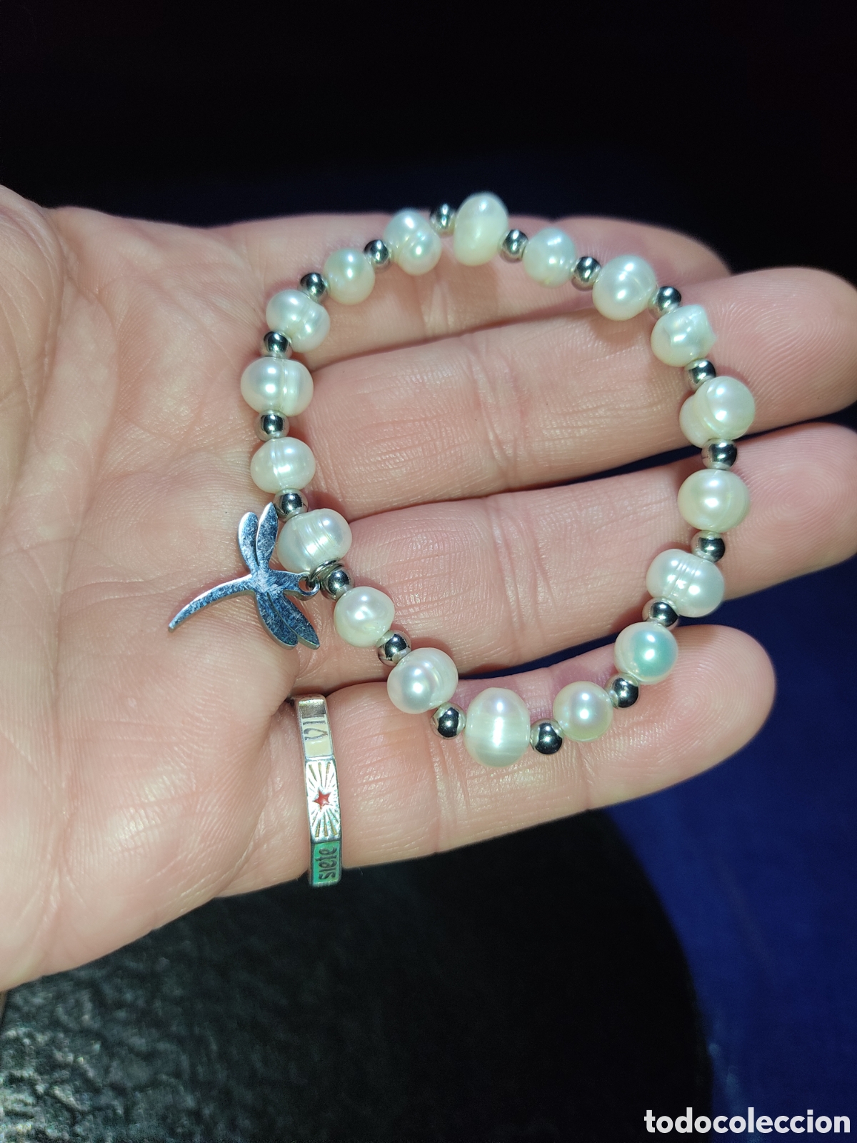 Joyeria: Pulsera de perlas barrocas colgante de lib&eacute;lula & Dragonfly. - Foto 4