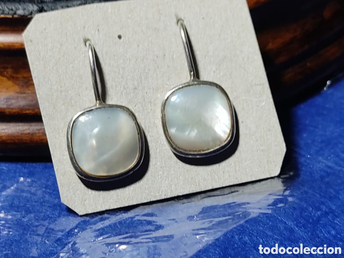Joyeria: Pendientes de plata contrastada y n&aacute;car.Vintage. - Foto 2
