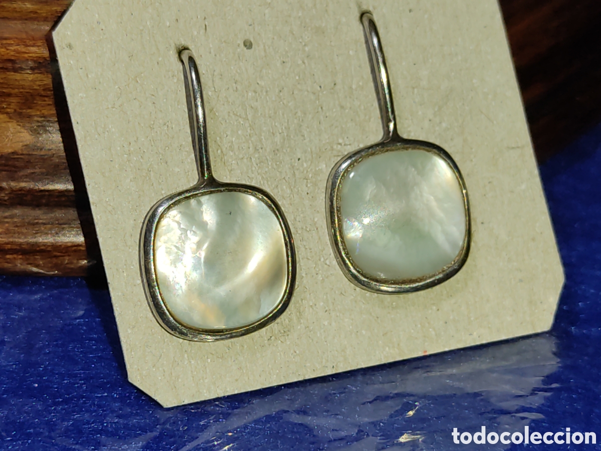 Joyeria: Pendientes de plata contrastada y n&aacute;car.Vintage. - Foto 3