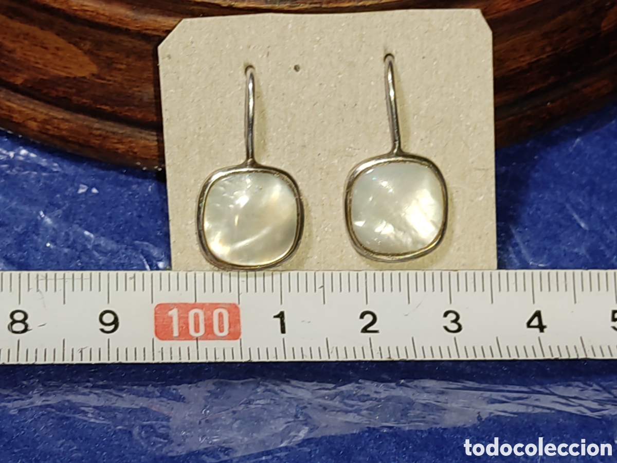 Joyeria: Pendientes de plata contrastada y n&aacute;car.Vintage. - Foto 6