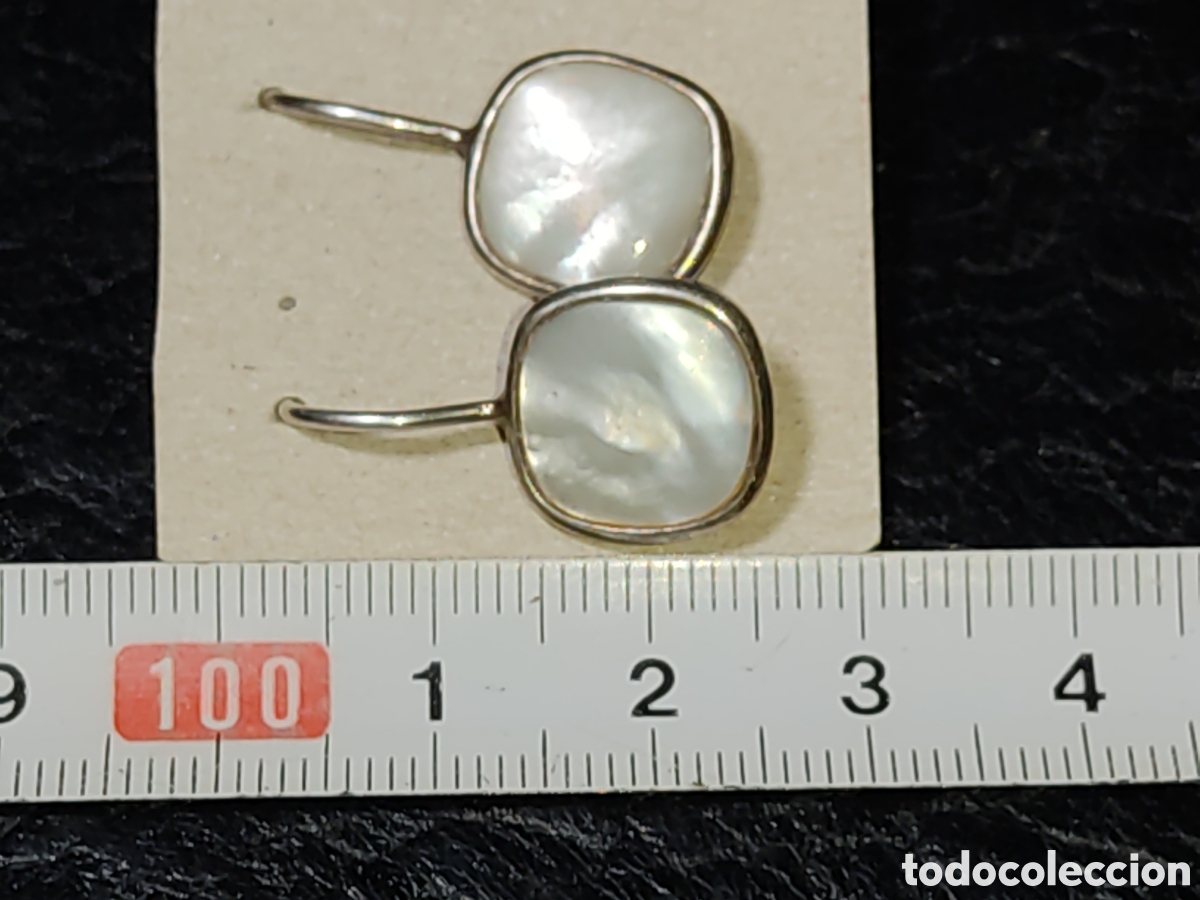 Joyeria: Pendientes de plata contrastada y n&aacute;car.Vintage. - Foto 7