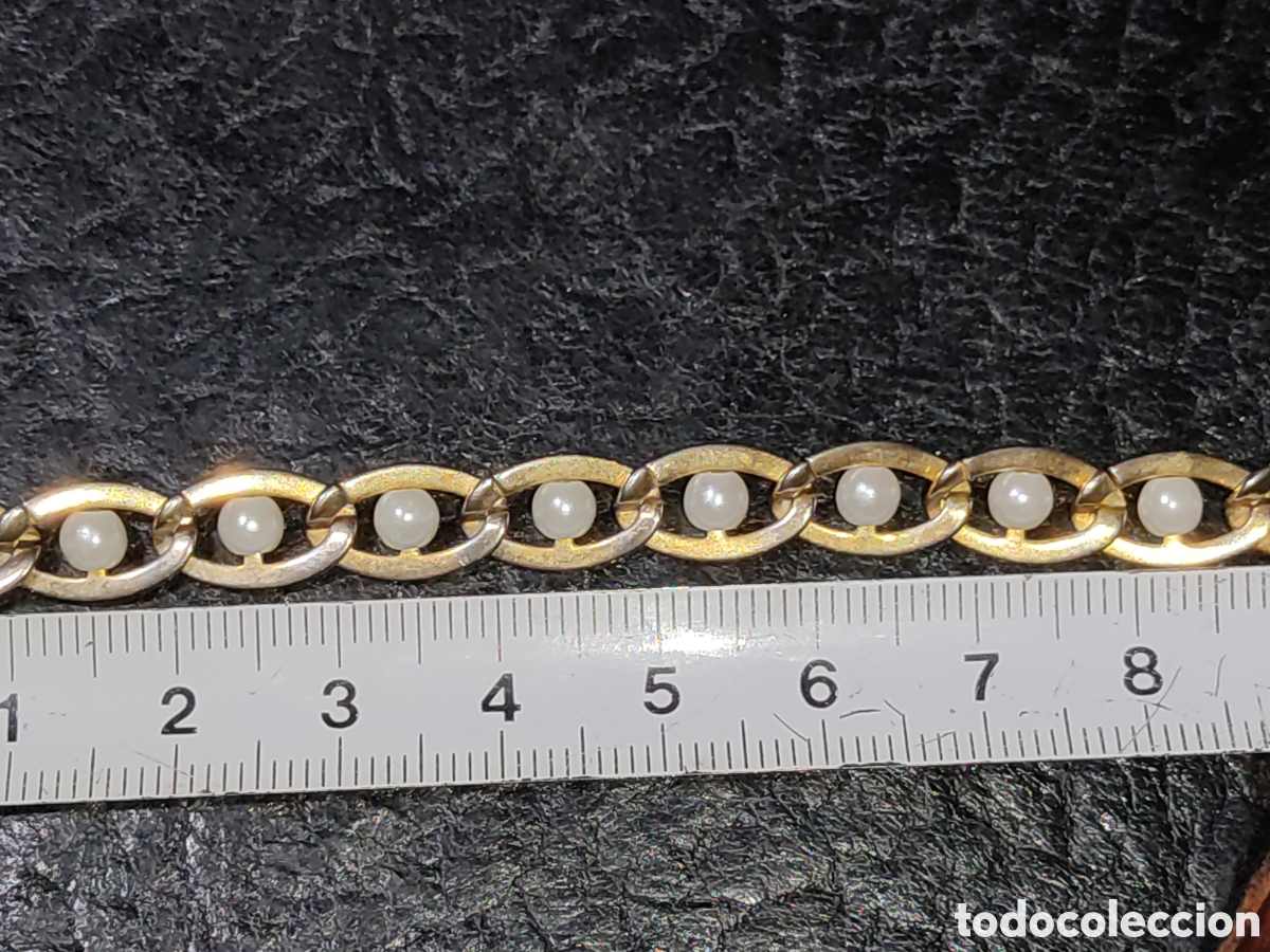 Joyeria: Pulsera dorada con perlitas.Vintage. - Foto 3