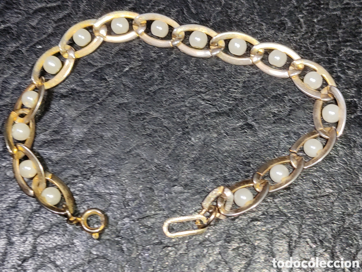 Joyeria: Pulsera dorada con perlitas.Vintage. - Foto 5