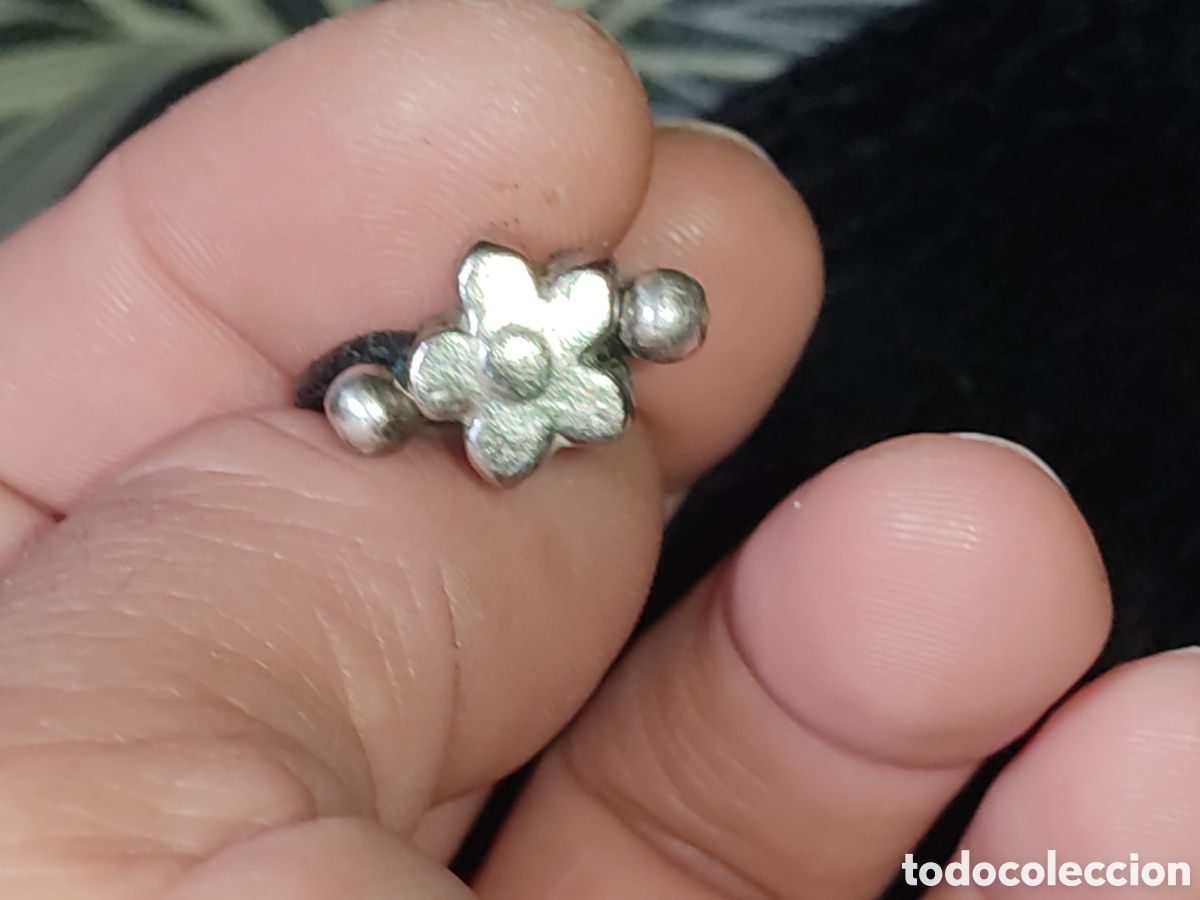 Joyeria: Anillo flor plateada y cuero. - Foto 4