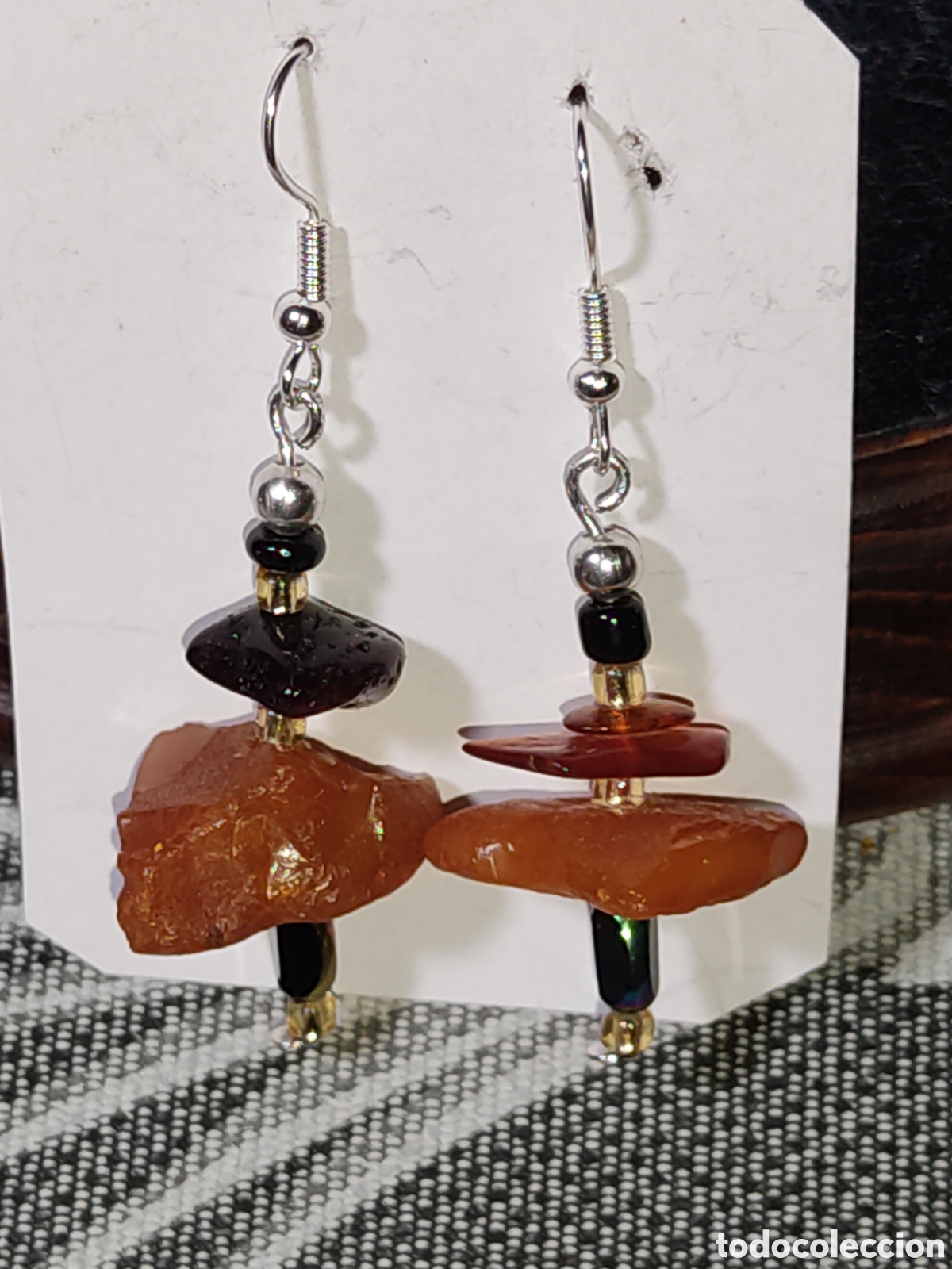 Joyeria: Pendientes de &aacute;mbar natural y cristal. - Foto 6