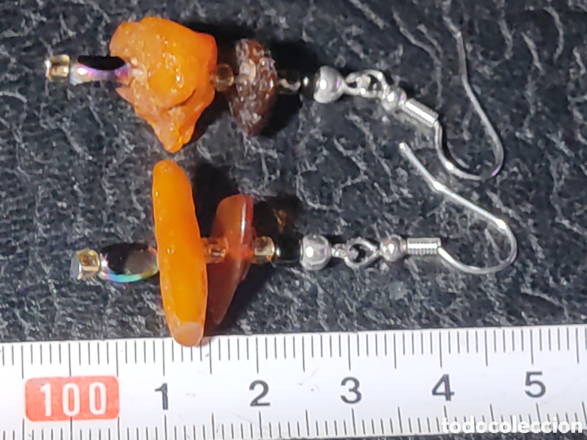 Joyeria: Pendientes de &aacute;mbar natural y cristal. - Foto 7
