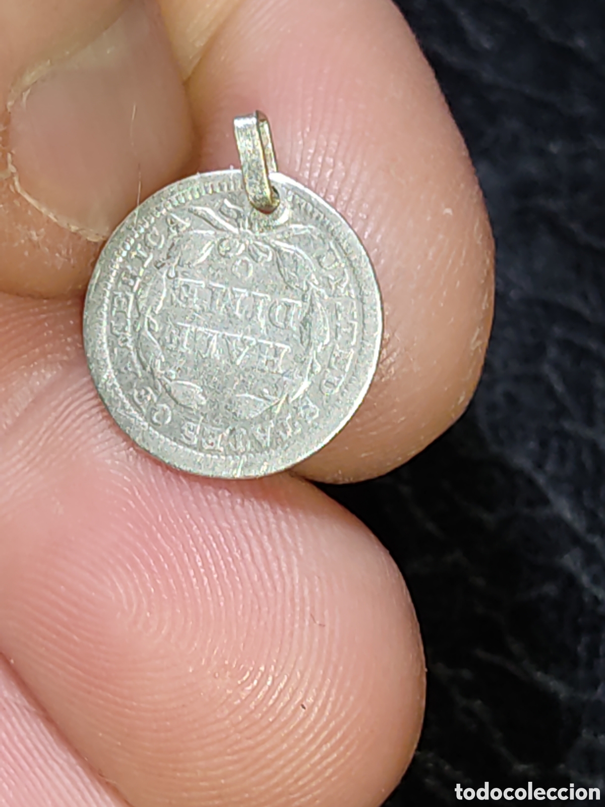 Joyeria: Colgante Moneda half dime de plata de 1857 U.S.A. - Foto 4