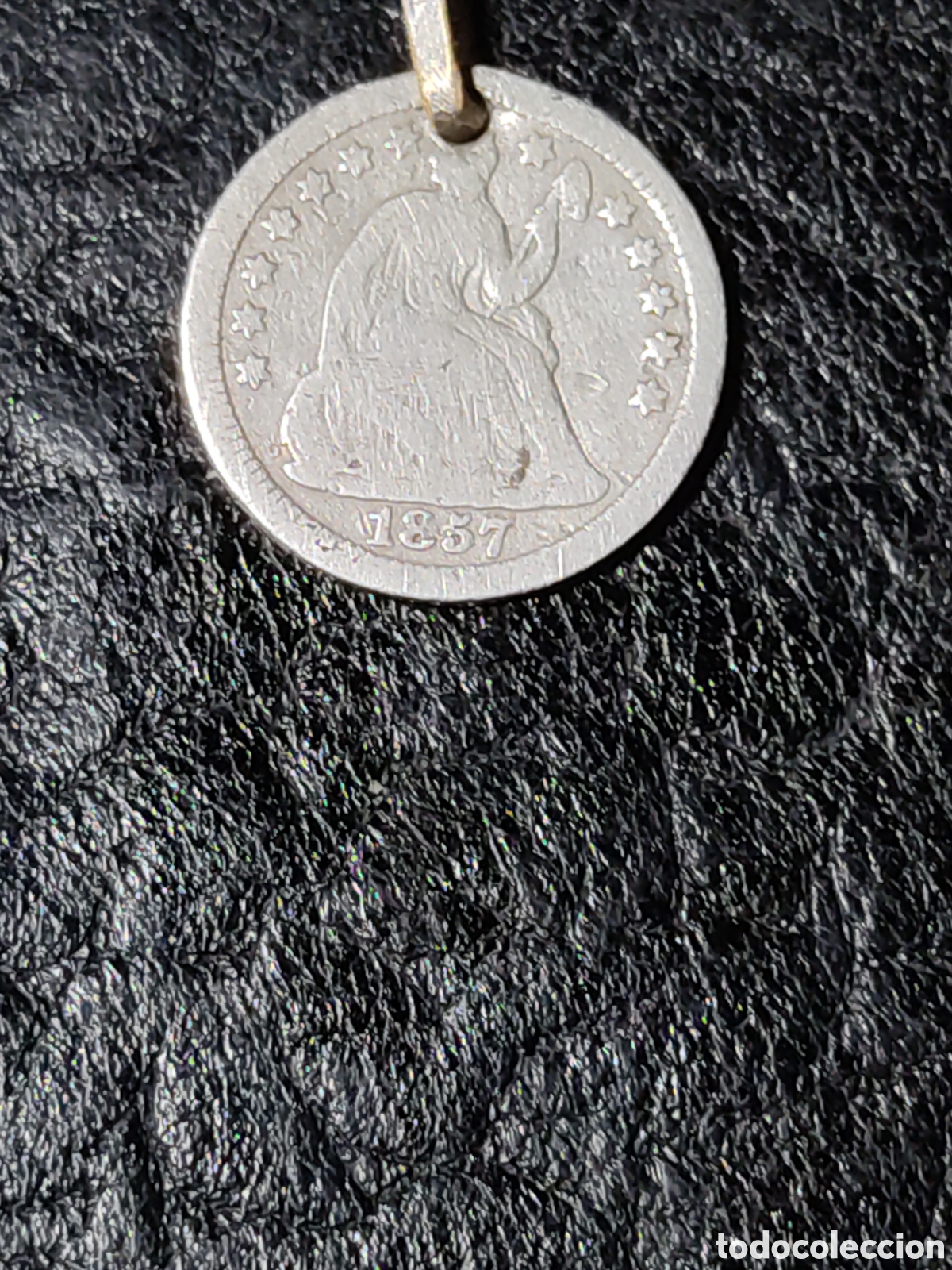 Joyeria: Colgante Moneda half dime de plata de 1857 U.S.A. - Foto 1