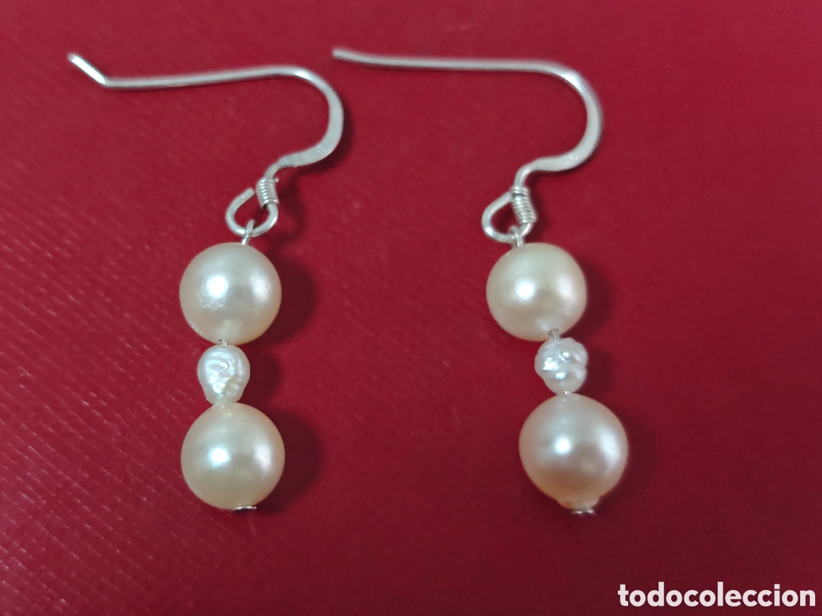 Joyeria: PENDIENTES DE PLATA DE LEY Y PERLAS NATURALES - Foto 2