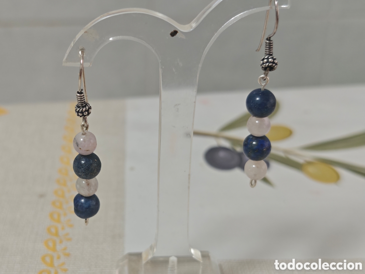 Joyeria: Pendientes en plata de ley con lapiszuli y amatistas - Foto 4