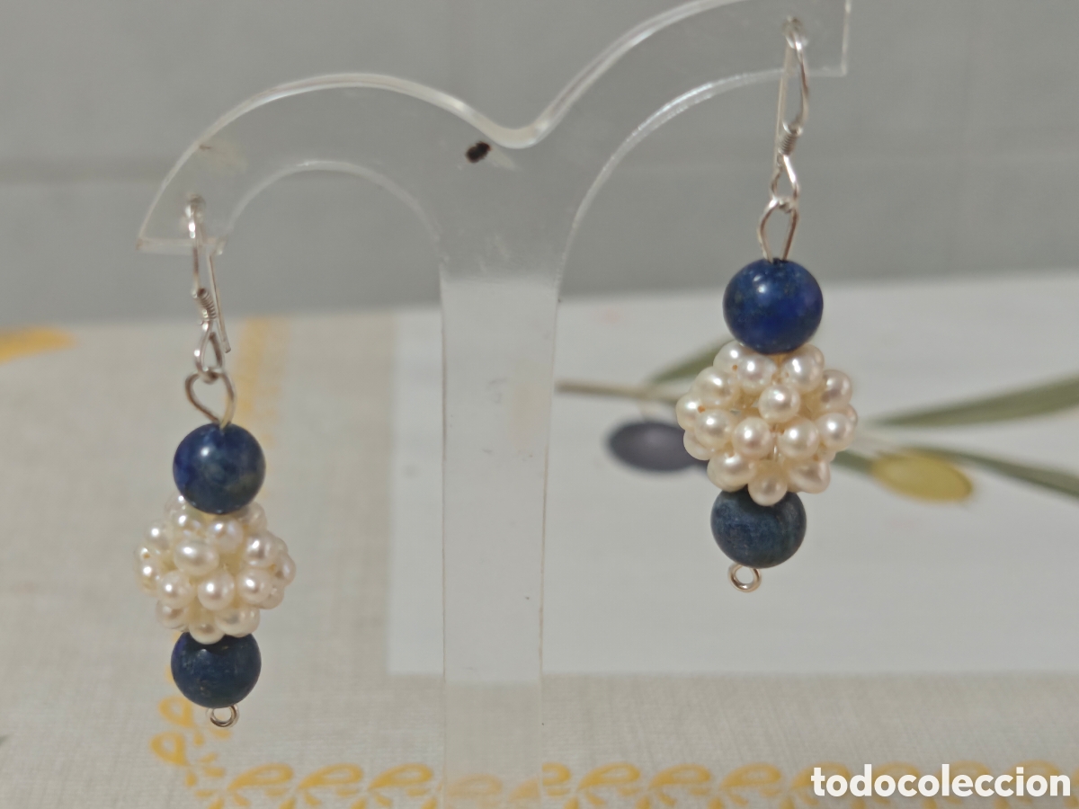 Joyeria: PENDIENTES EN PLATA DE LEY LAPISZULIS Y PERLAS NATURALES - Foto 4