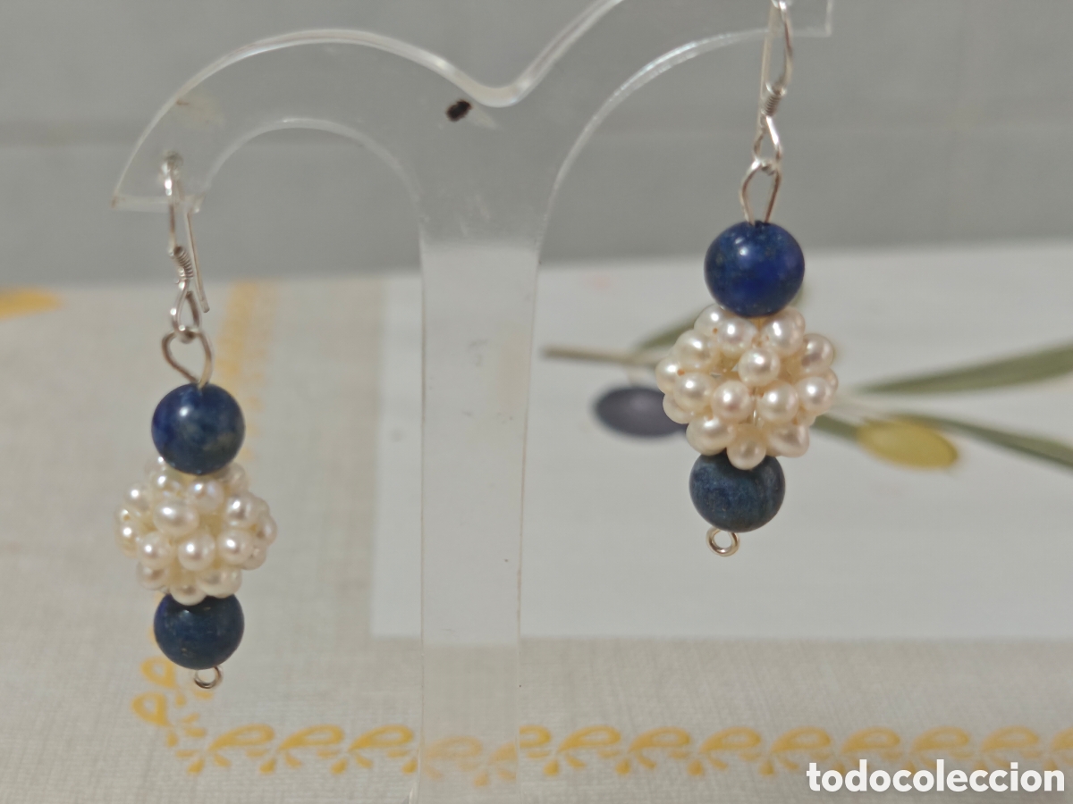 Joyeria: PENDIENTES EN PLATA DE LEY LAPISZULIS Y PERLAS NATURALES - Foto 5