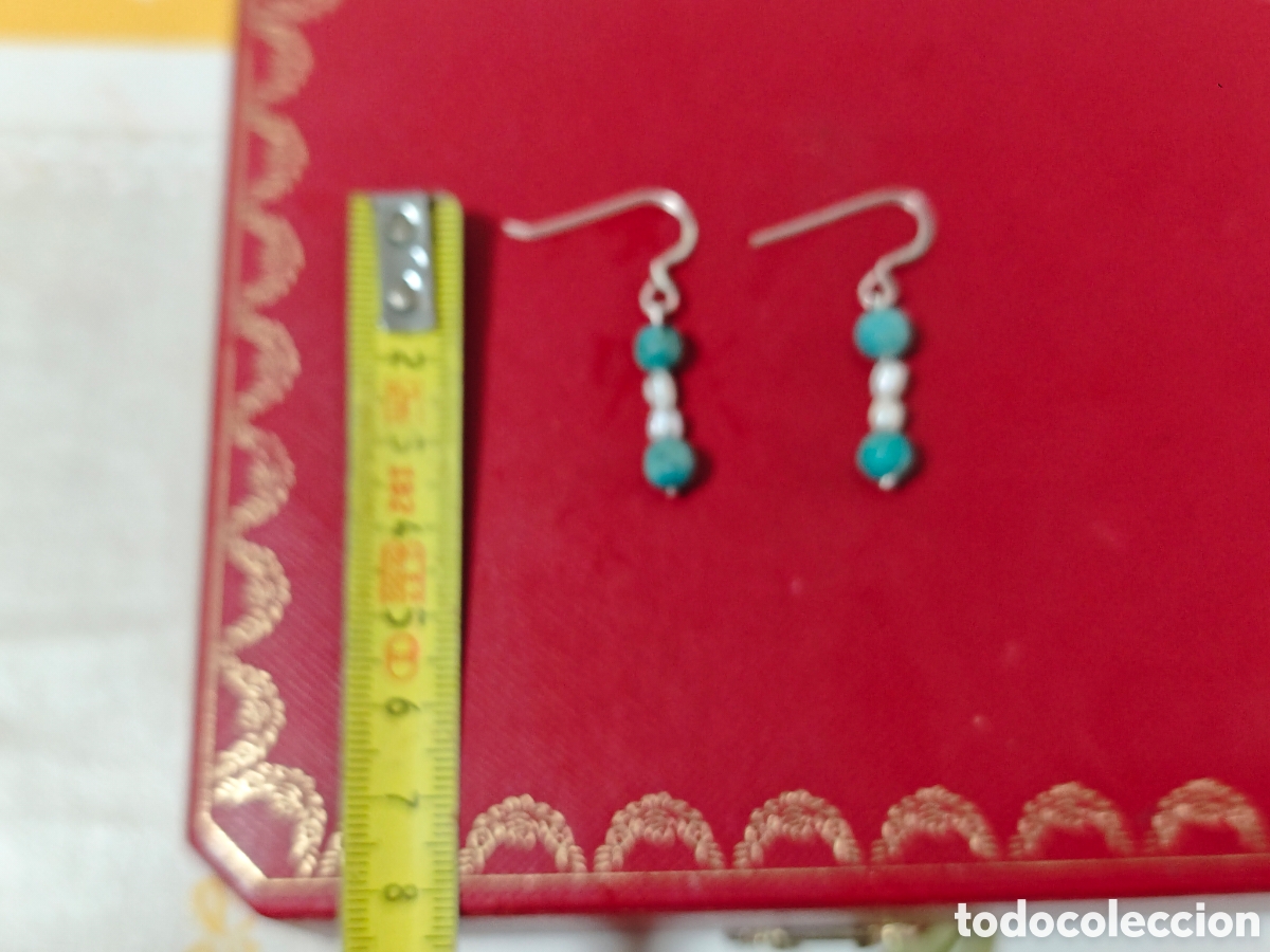 Joyeria: Pendientes en plata de ley perlas naturales y turquesas - Foto 5