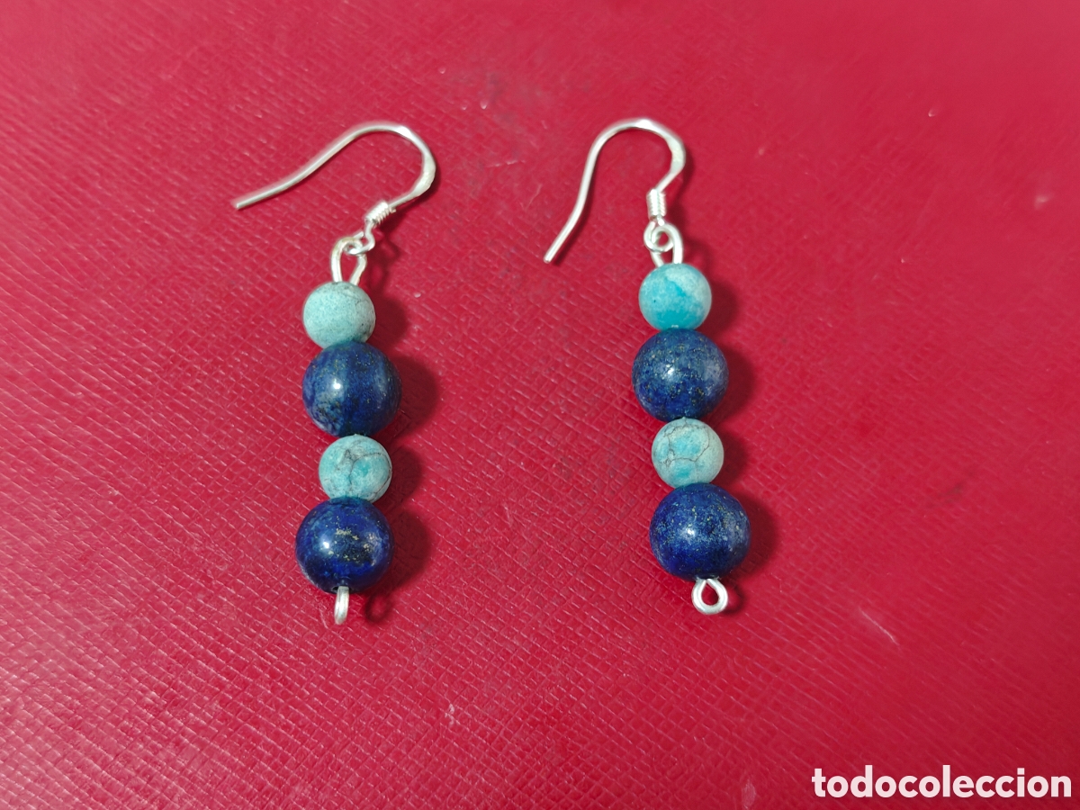 Joyeria: PENDIENTES EN PLATA DE LEY CON LAPISZULIS Y TURQUESAS - Foto 2