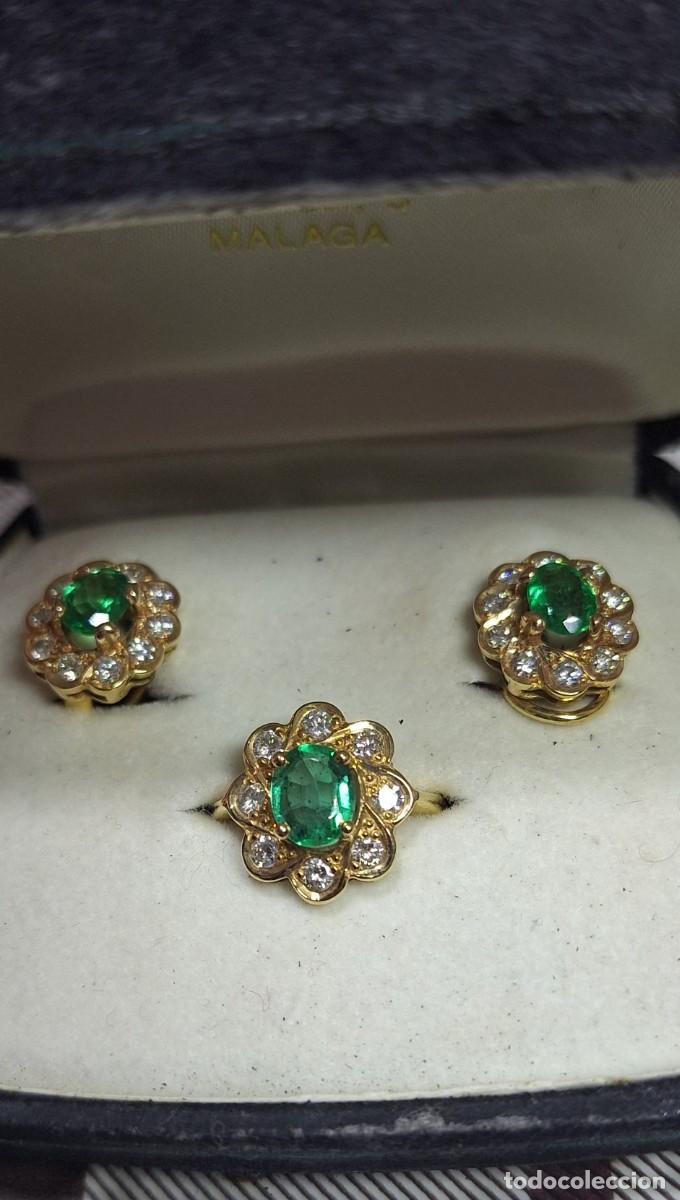 Joyeria: Anillo y pendientes oro,esmeraldas y brillantes. - Foto 1