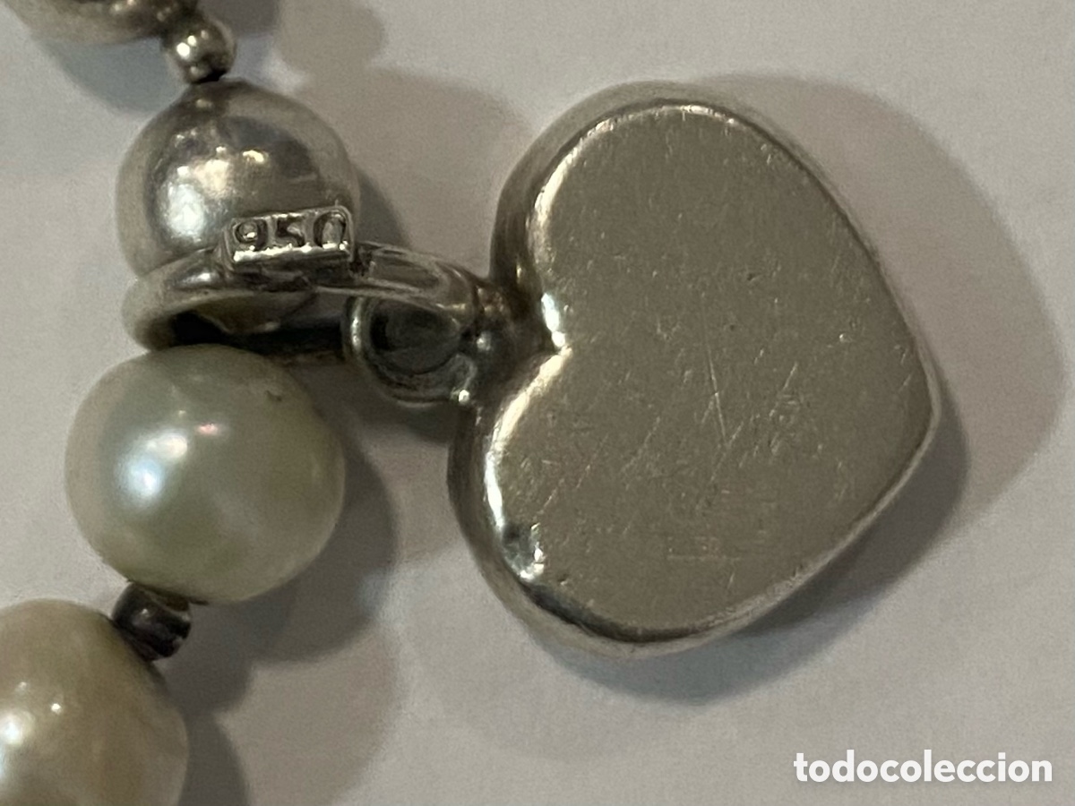 Joyeria: Pulsera de plata y perlas blancas con coraz&oacute;n central de plata - Foto 5