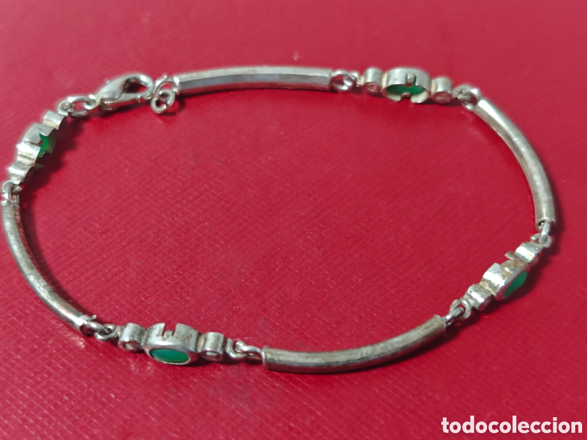 Joyeria: Pulsera de plata de ley y &aacute;gata verde - Foto 3