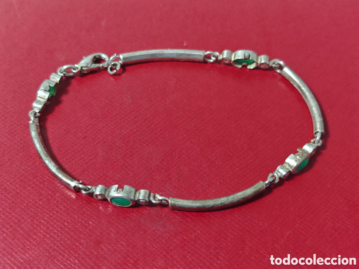 Joyeria: Pulsera de plata de ley y &aacute;gata verde - Foto 4