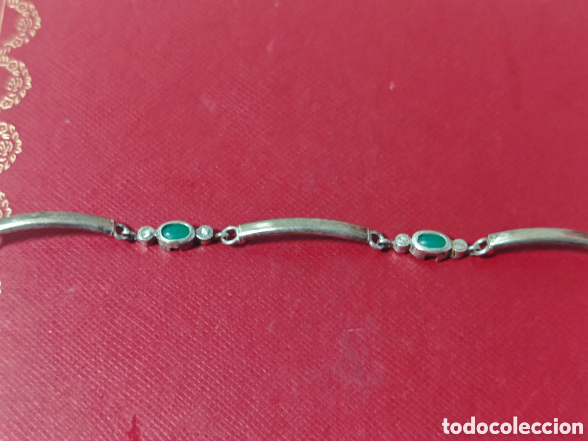 Joyeria: Pulsera de plata de ley y &aacute;gata verde - Foto 1