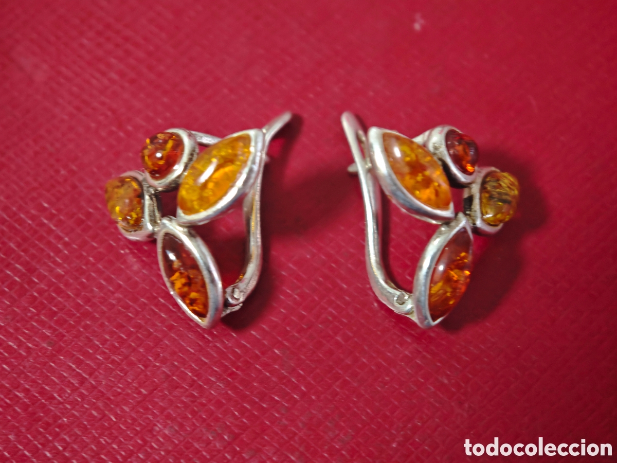Joyeria: BONITOS PENDIENTES EN PLATA DE LEY Y &Aacute;MBAR - Foto 5