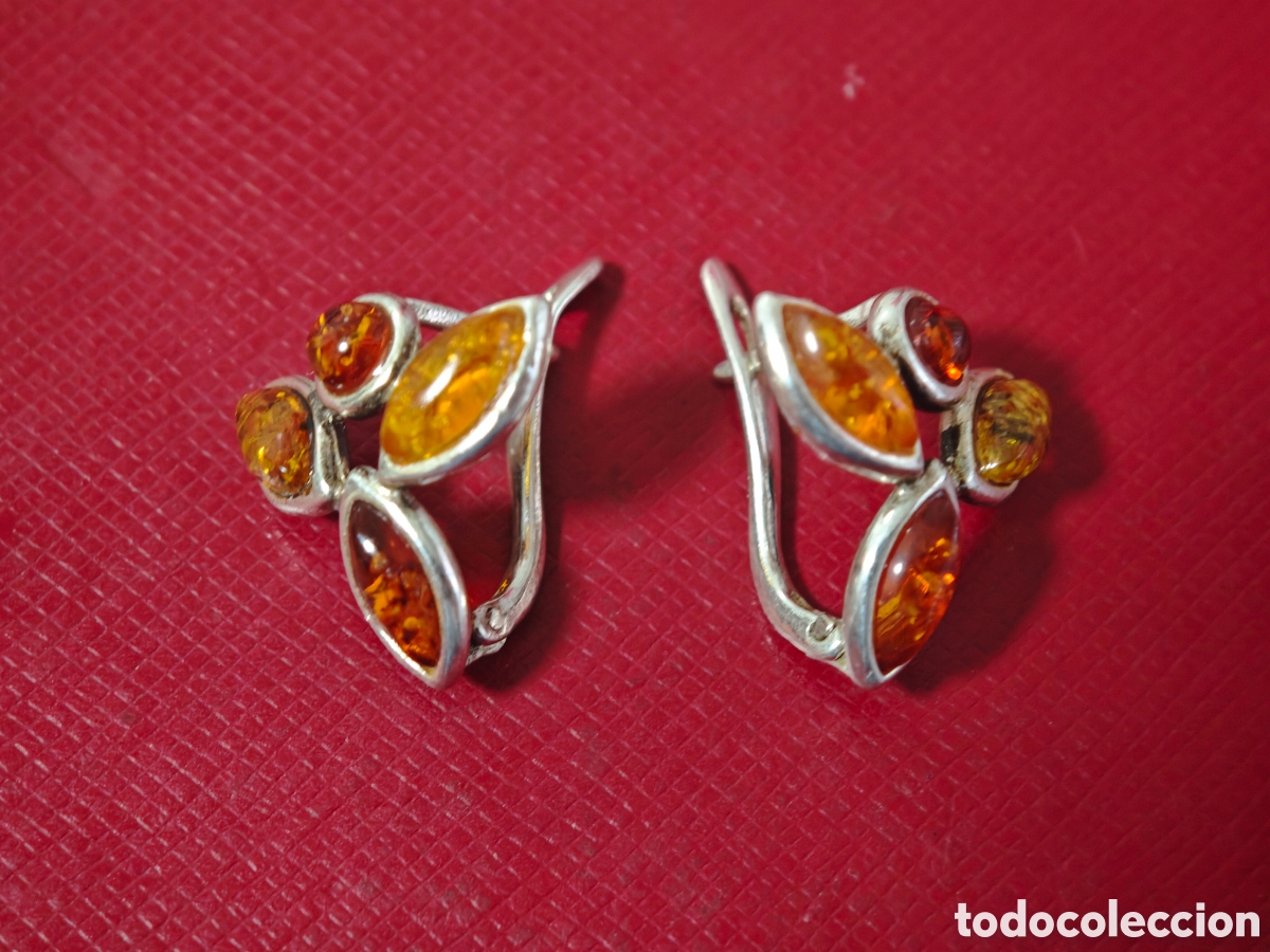 Joyeria: BONITOS PENDIENTES EN PLATA DE LEY Y &Aacute;MBAR - Foto 6