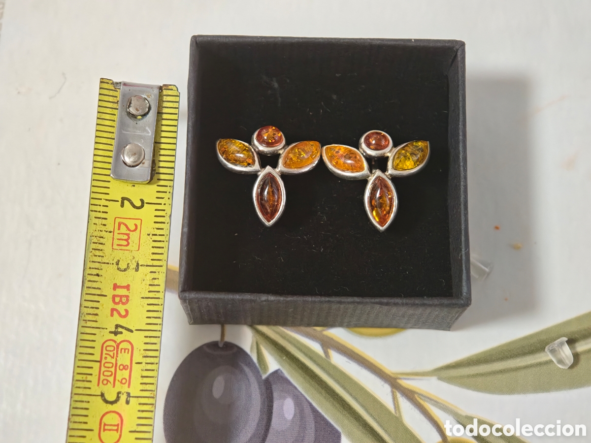 Joyeria: BONITOS PENDIENTES EN PLATA DE LEY Y &Aacute;MBAR - Foto 1