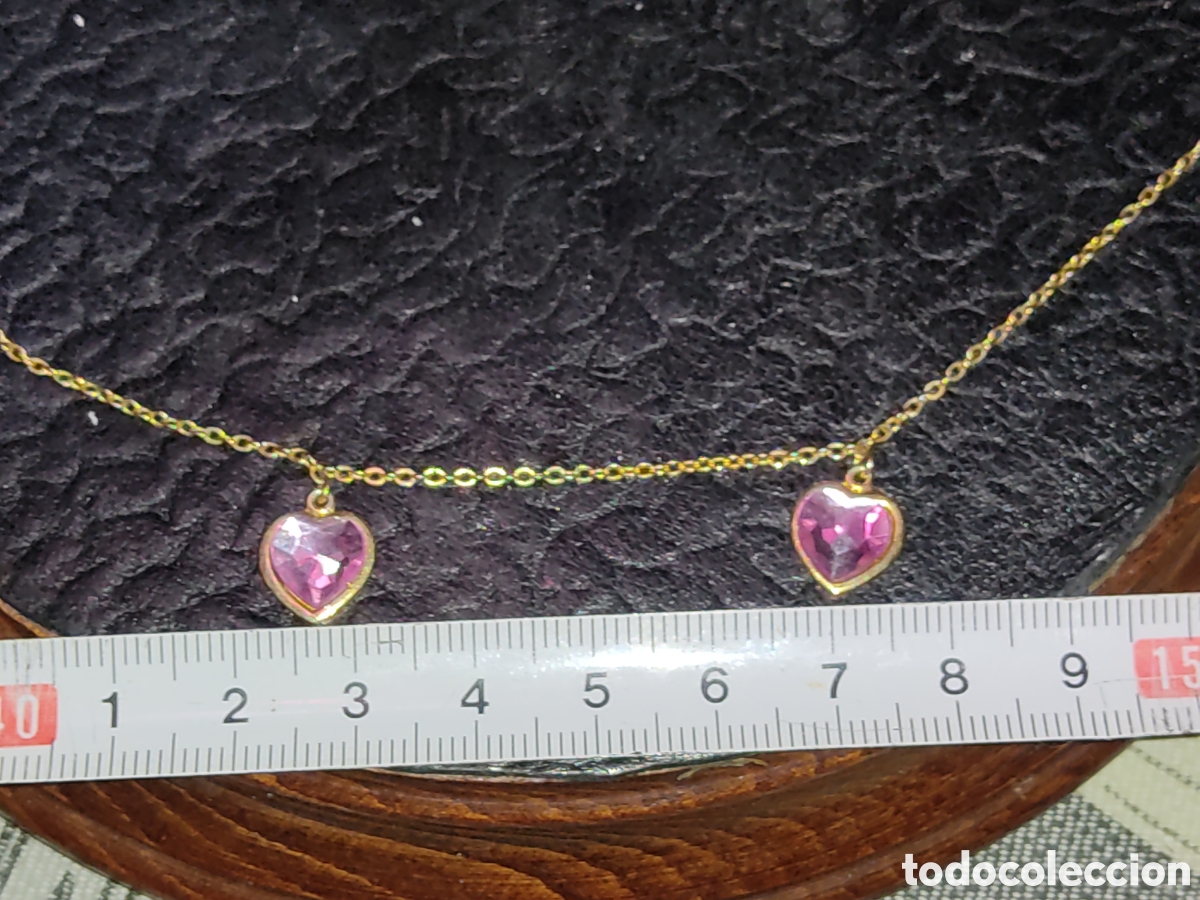 Joyeria: Cadena o collar junenil dorada con corazones.Nueva. - Foto 2