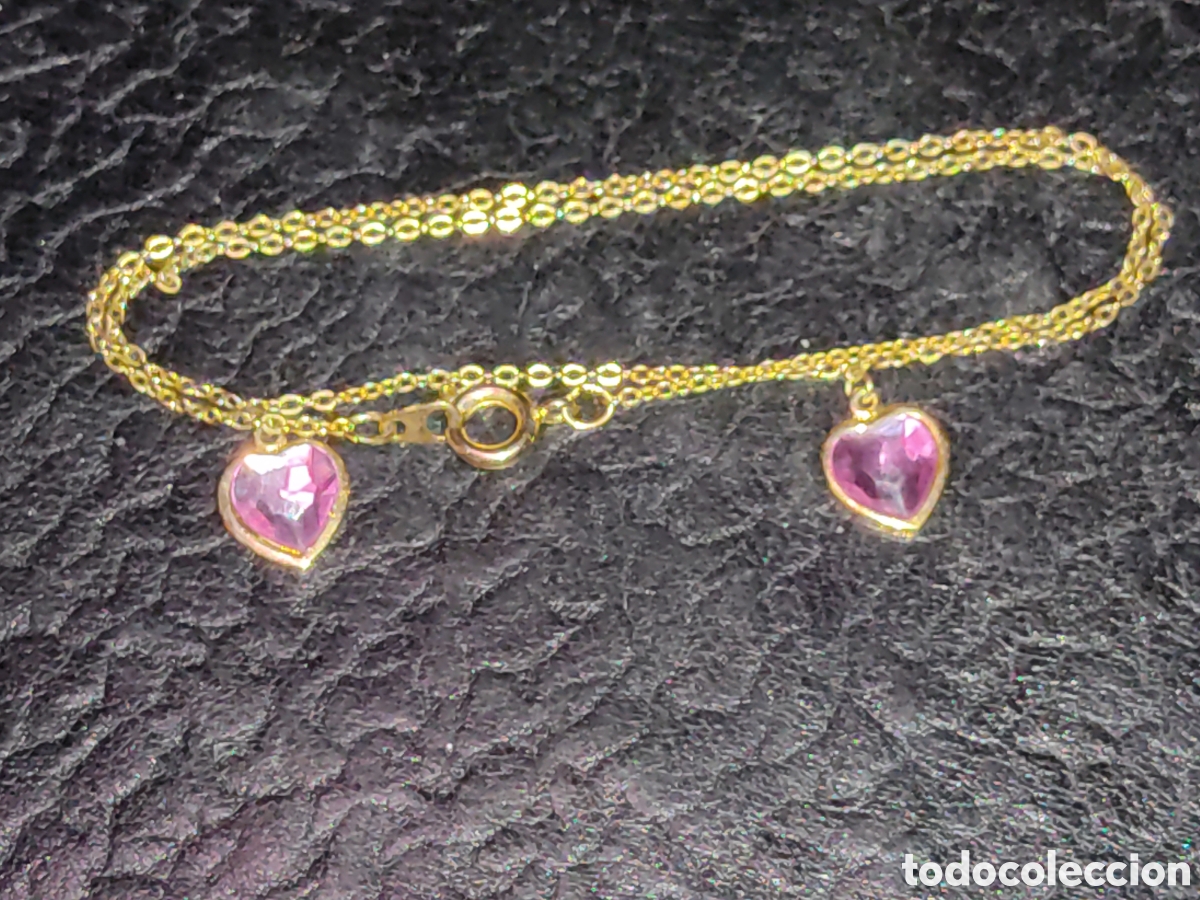 Joyeria: Cadena o collar junenil dorada con corazones.Nueva. - Foto 3