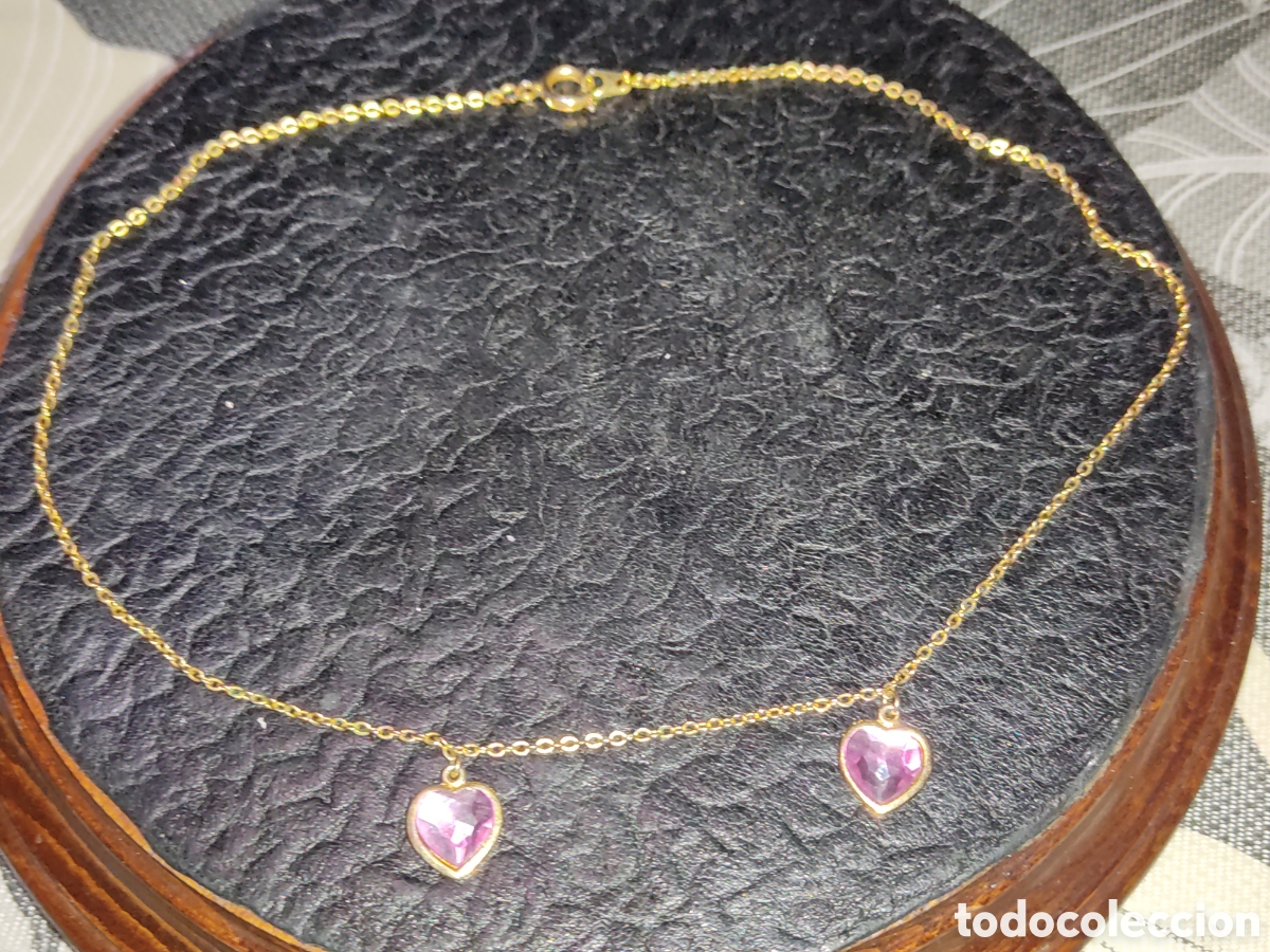 Joyeria: Cadena o collar junenil dorada con corazones.Nueva. - Foto 1