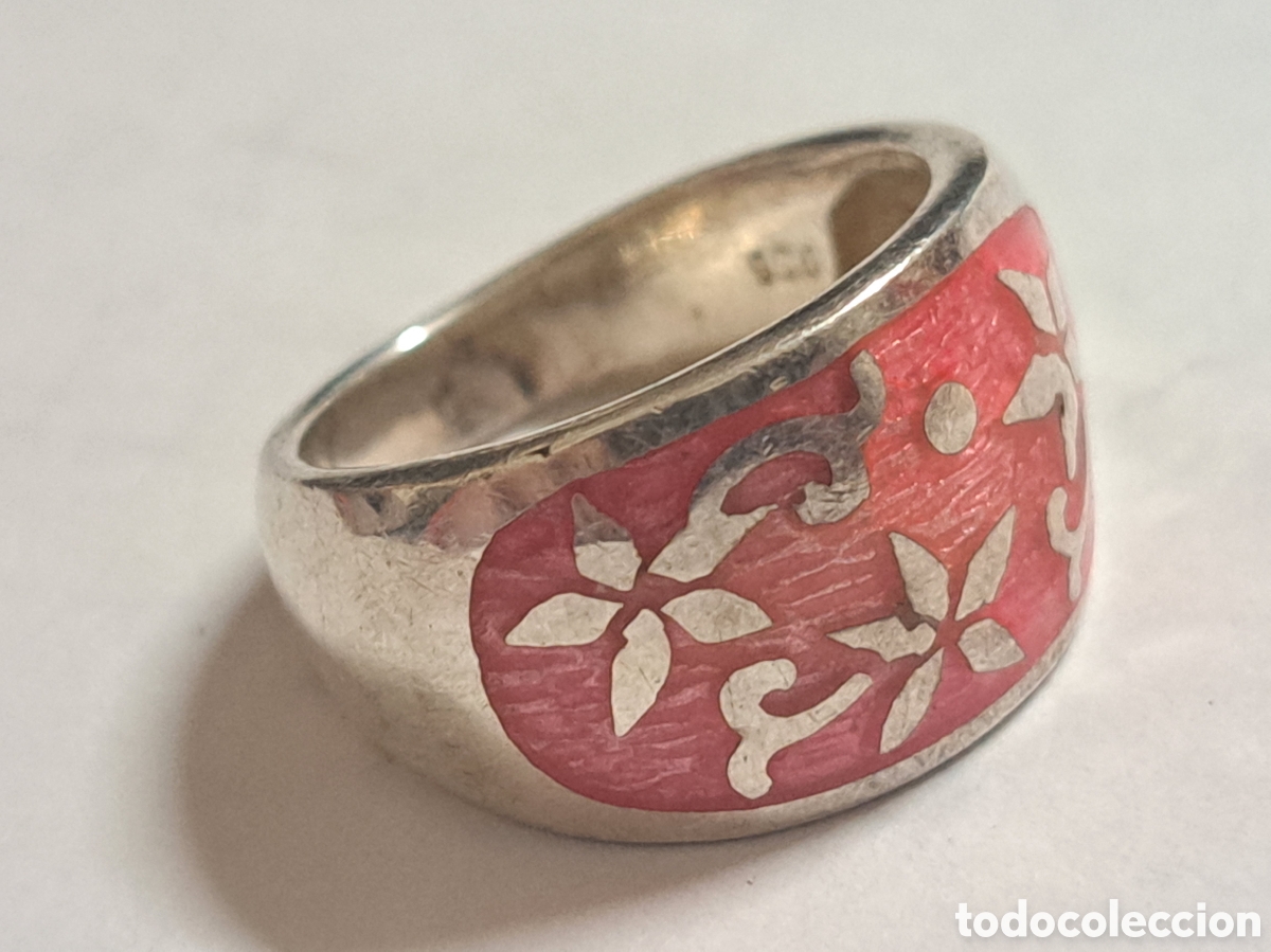 Joyeria: Anillo de plata 925 antiguo con esmalte - Foto 1