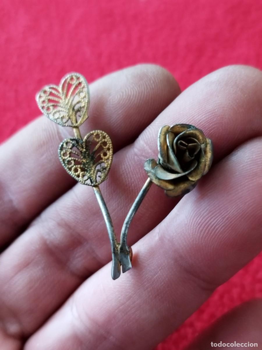Joyeria: Antiguo broche de una flor, a restaurar alfiler. - Foto 2