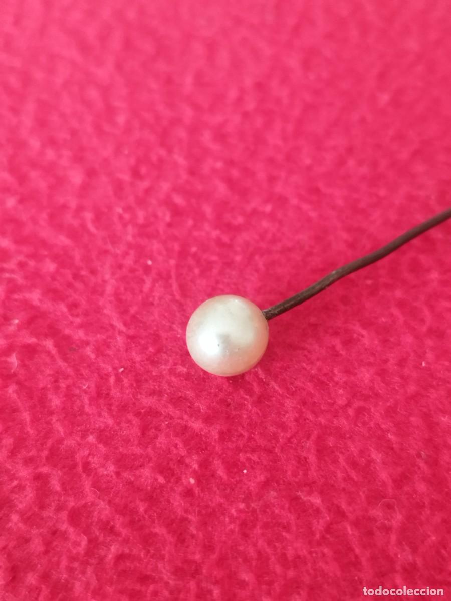 Joyeria: Antiguo alfiler, pasador de corbata, con cabeza de perla. - Foto 2