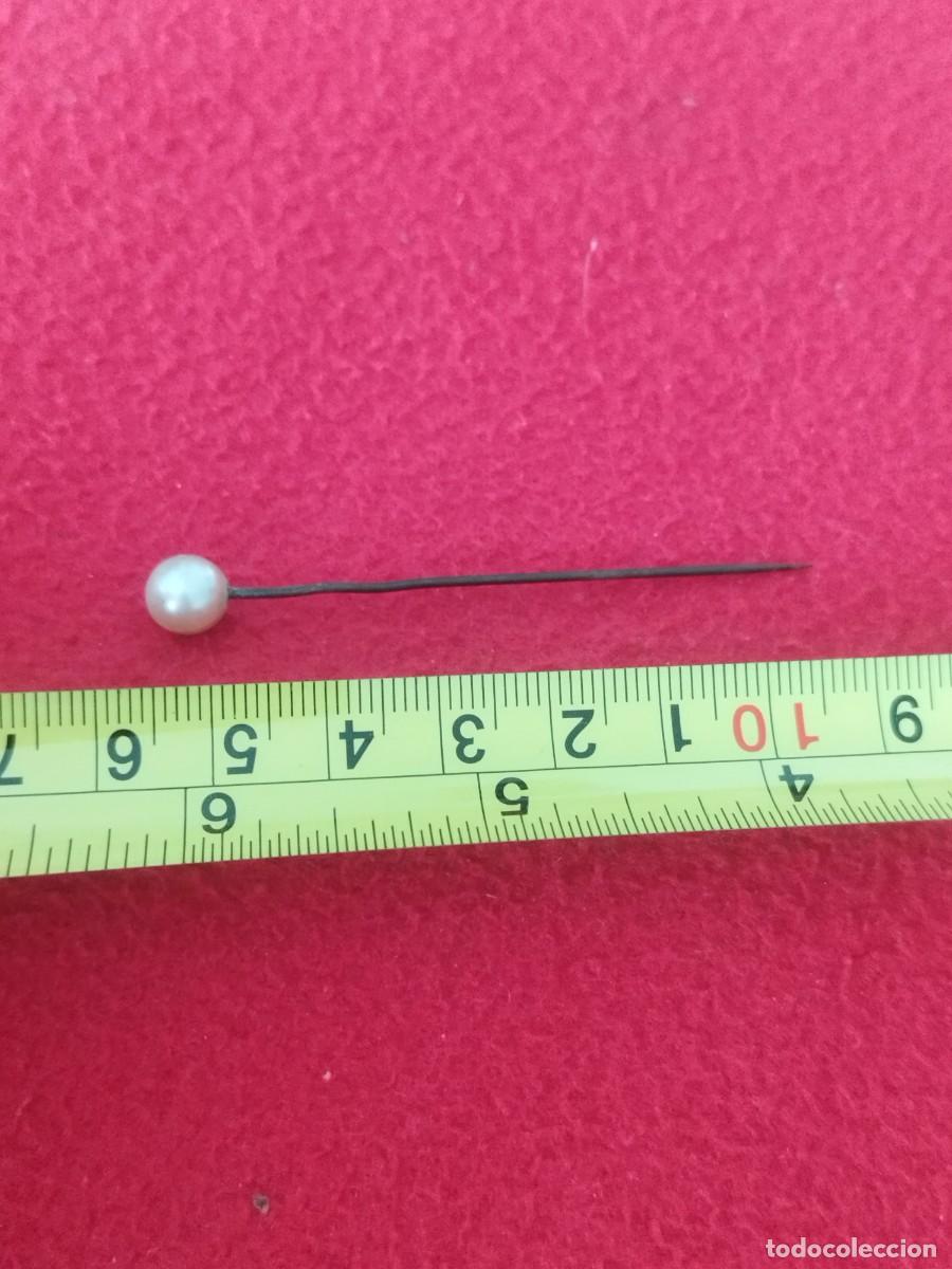Joyeria: Antiguo alfiler, pasador de corbata, con cabeza de perla. - Foto 3
