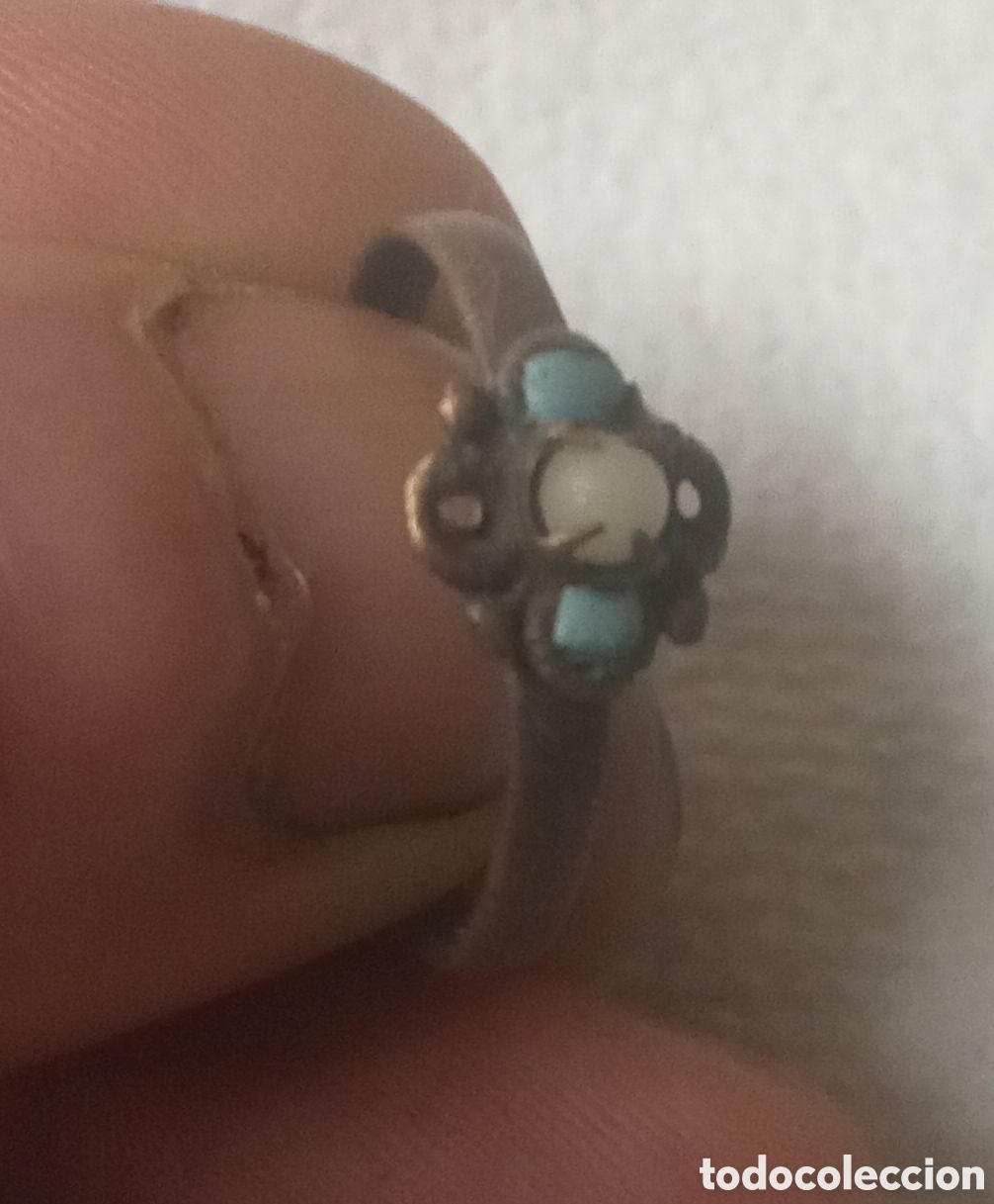Joyeria: ANILLO ANTIGUO CON N&Aacute;CAR Y TURQUESA - Foto 2