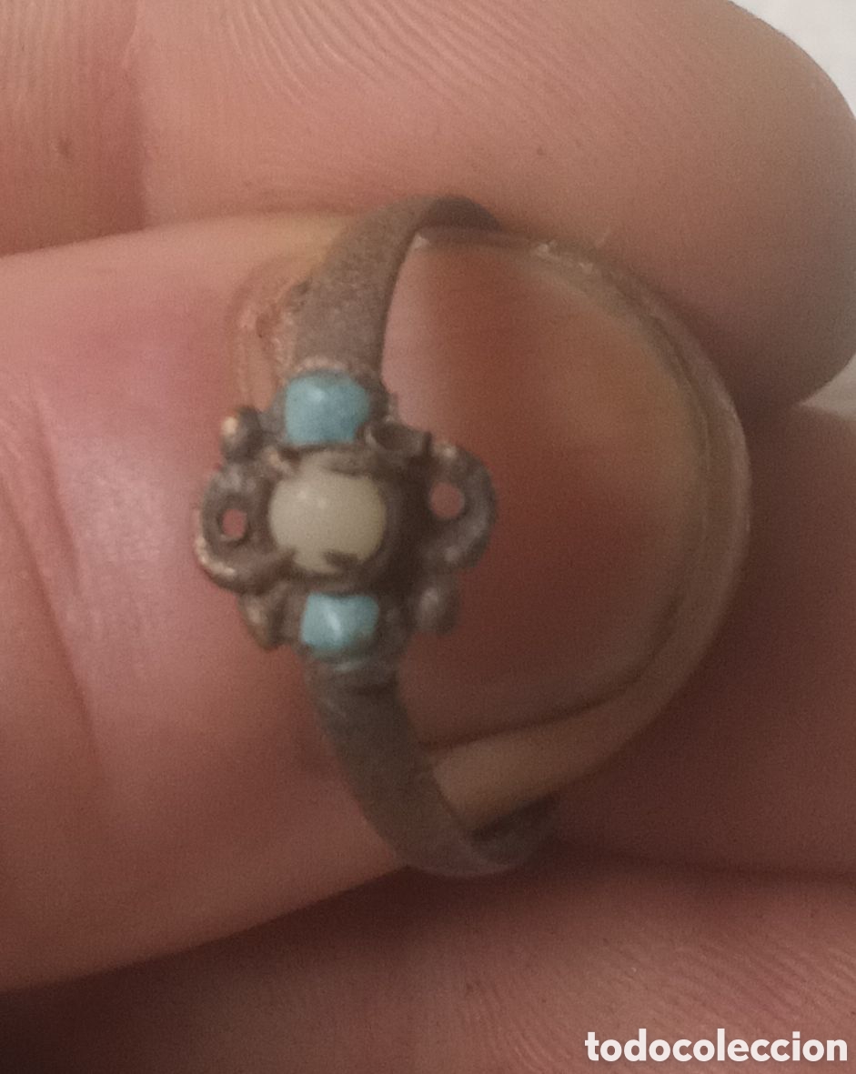 Joyeria: ANILLO ANTIGUO CON N&Aacute;CAR Y TURQUESA - Foto 3