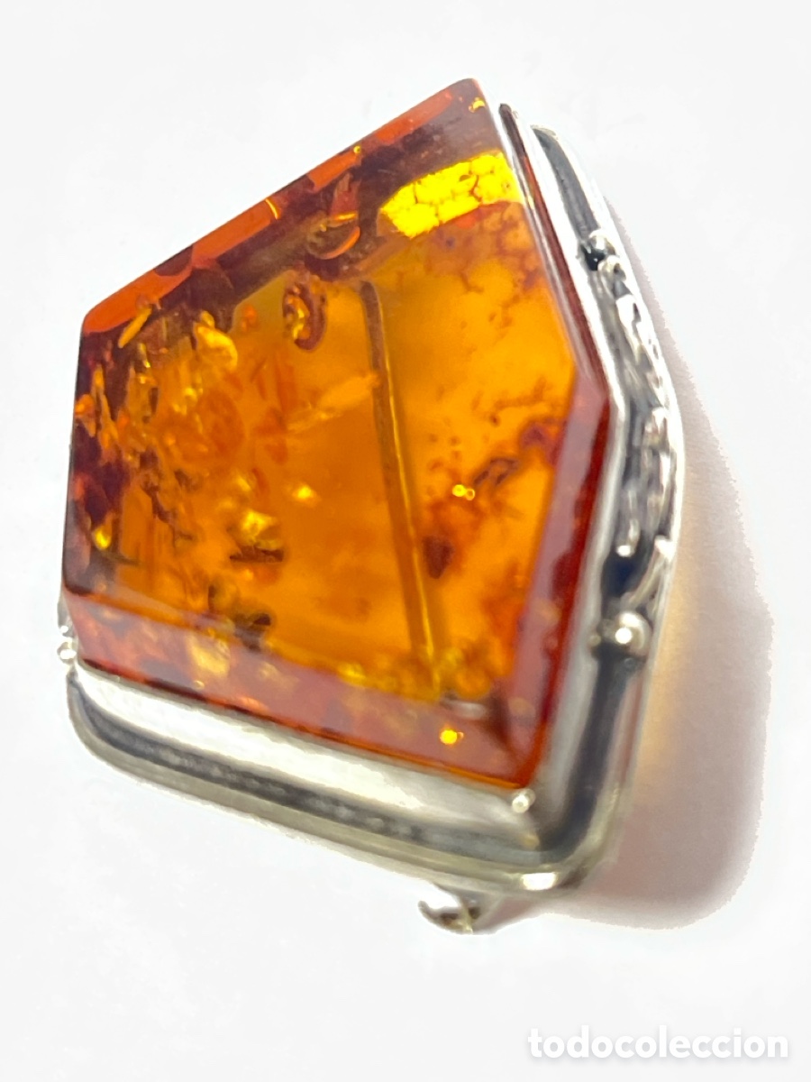 Joyeria: Broche de plata y ambar B219 - Foto 2