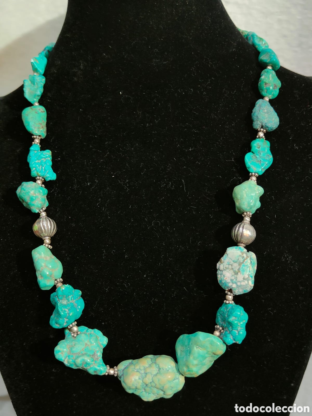 Joyeria: Collar de turquesa natural y plata de ley - Foto 1