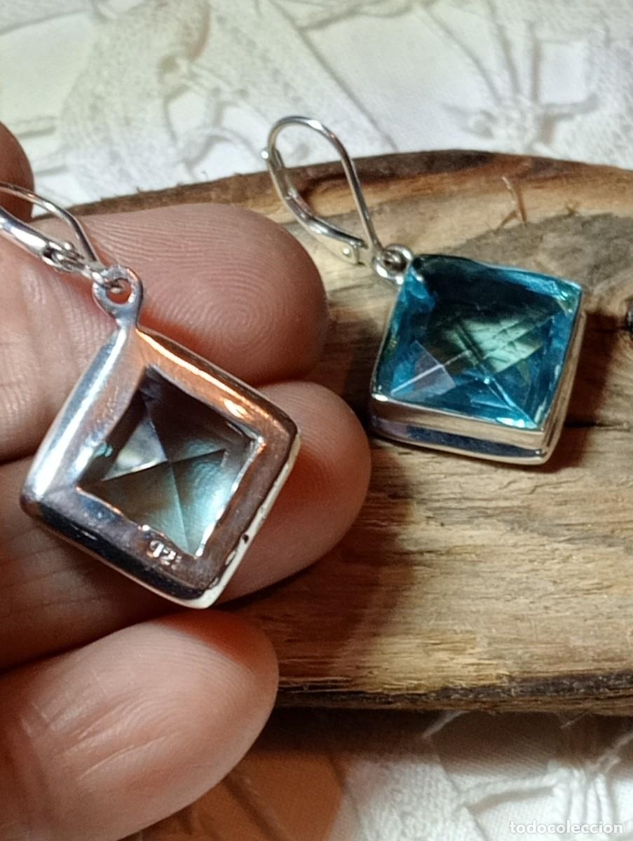 Joyeria: PRECIOSOS PENDIENTES DE PLATA MACIZA Y TOPACIO AZUL (SIN USAR) - Foto 3