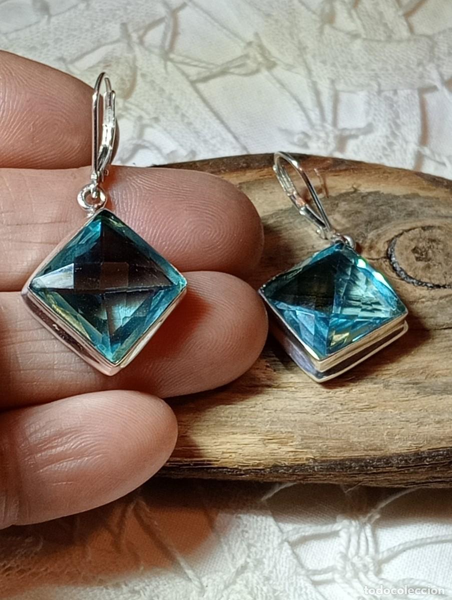 Joyeria: PRECIOSOS PENDIENTES DE PLATA MACIZA Y TOPACIO AZUL (SIN USAR) - Foto 4