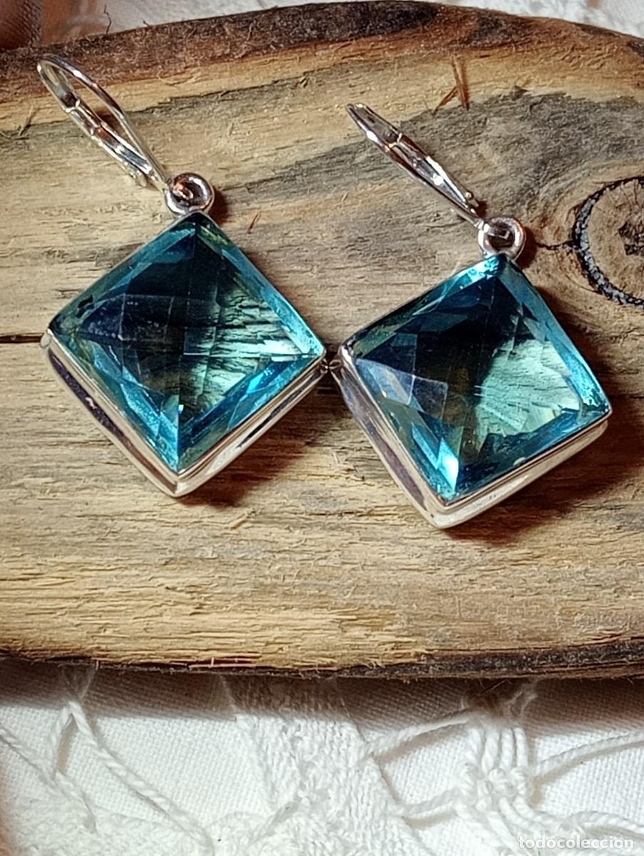 Joyeria: PRECIOSOS PENDIENTES DE PLATA MACIZA Y TOPACIO AZUL (SIN USAR) - Foto 5
