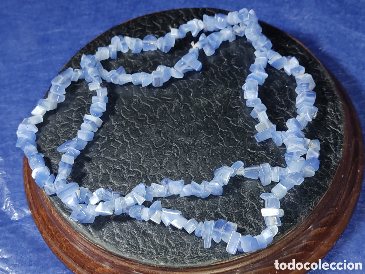 Joyeria: Collar largo de n&aacute;car azul.Vintage. - Foto 2