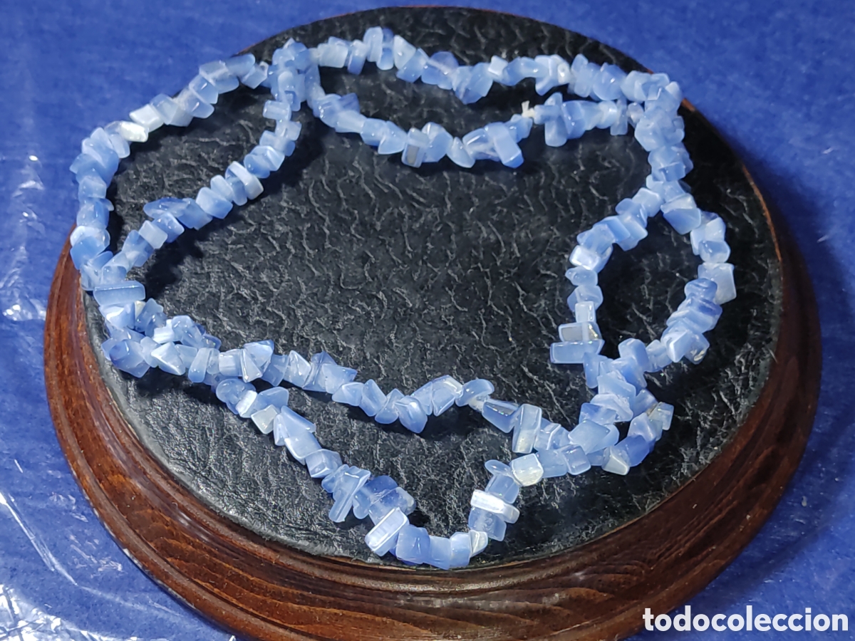 Joyeria: Collar largo de n&aacute;car azul.Vintage. - Foto 3