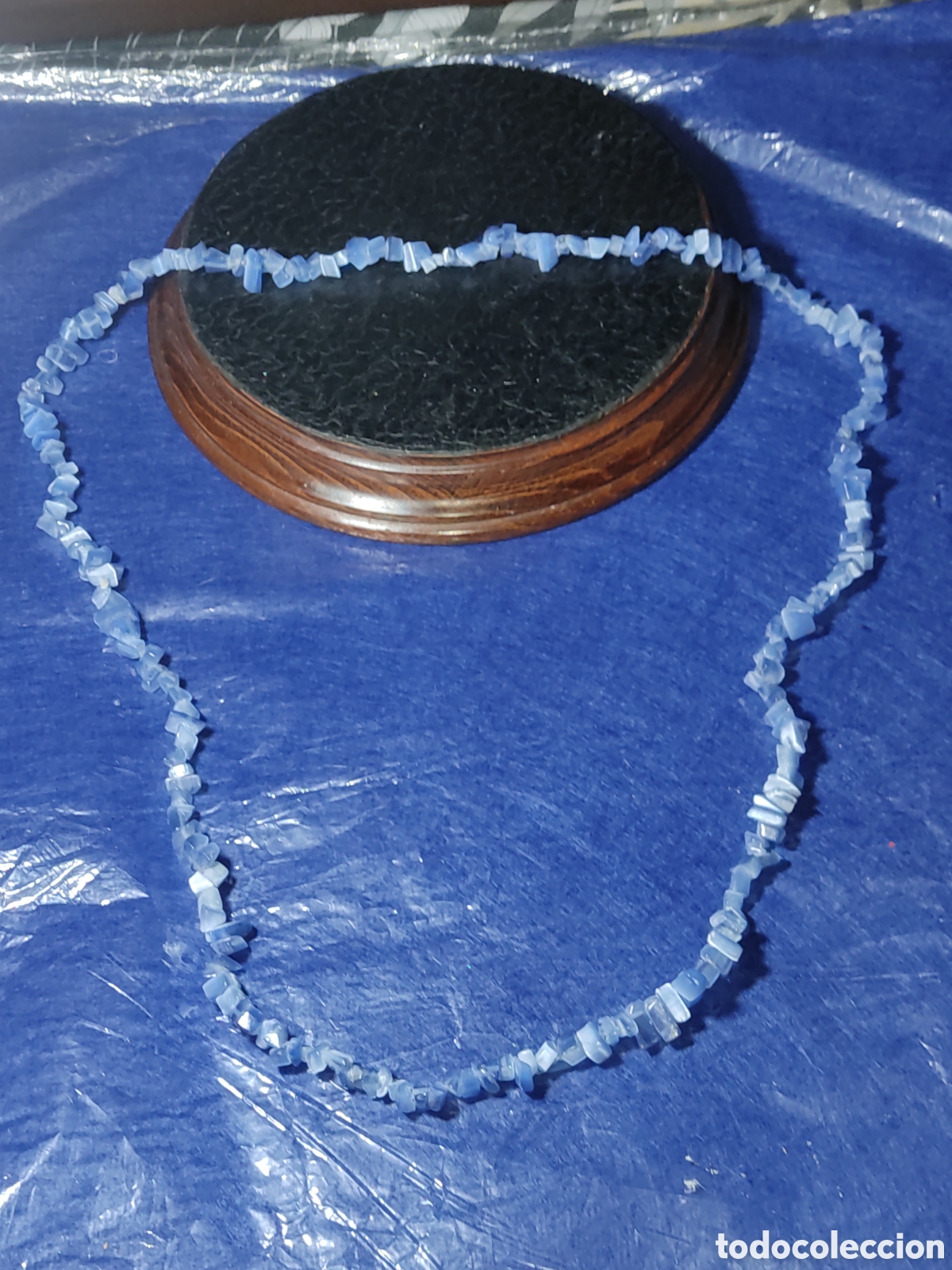 Joyeria: Collar largo de n&aacute;car azul.Vintage. - Foto 4
