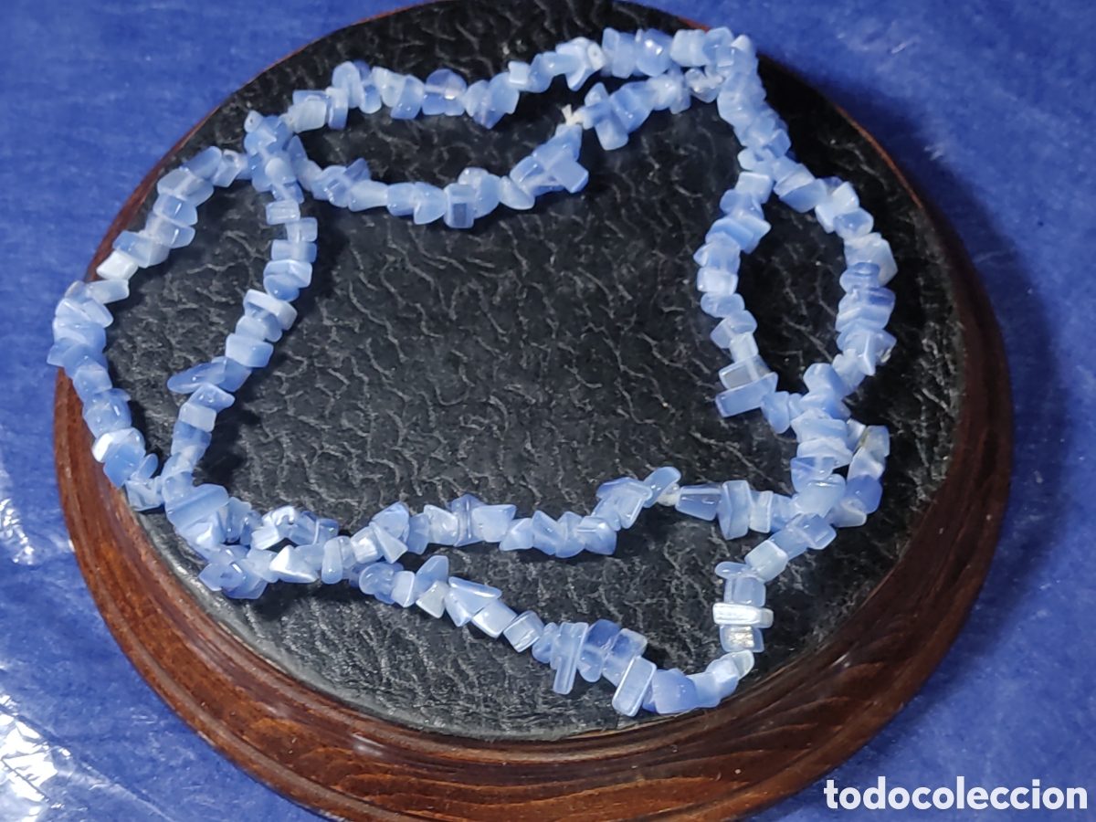 Joyeria: Collar largo de n&aacute;car azul.Vintage. - Foto 1