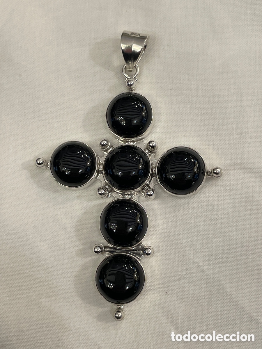 Joyeria: Cruz plata y obsidiana a&ntilde;o 1980 - Foto 2