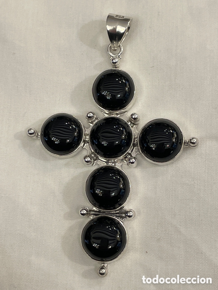 Joyeria: Cruz plata y obsidiana a&ntilde;o 1980 - Foto 3