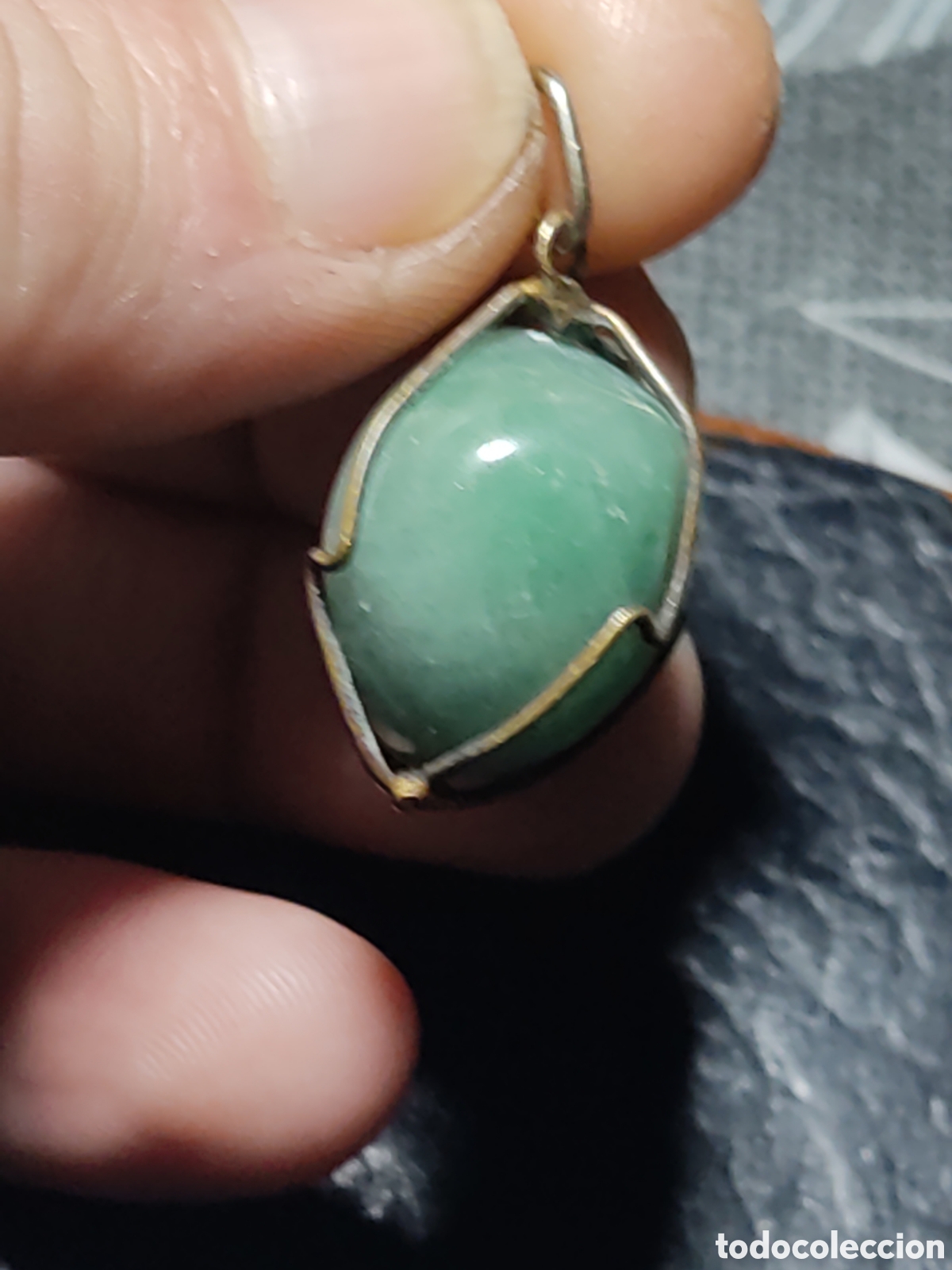 Joyeria: Colgante antiguo de cuarzo verde. - Foto 1