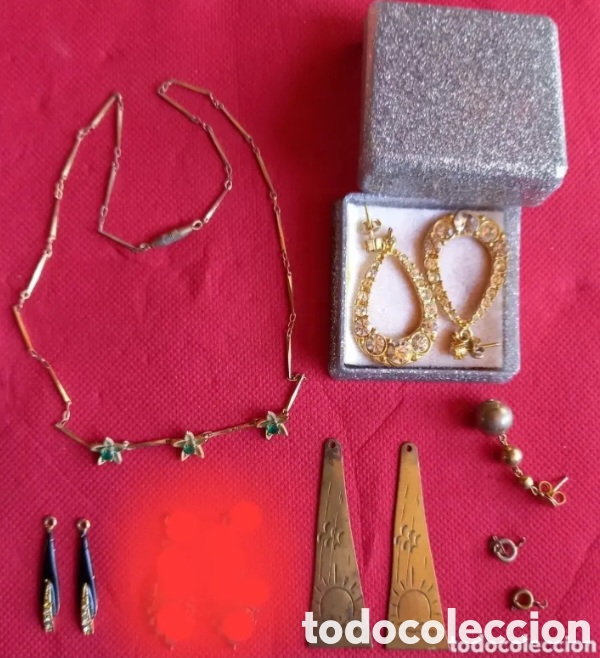 Joyeria: LOTE RESTOS DE PENDIENTES Y CADENA CON FLORES - Foto 1